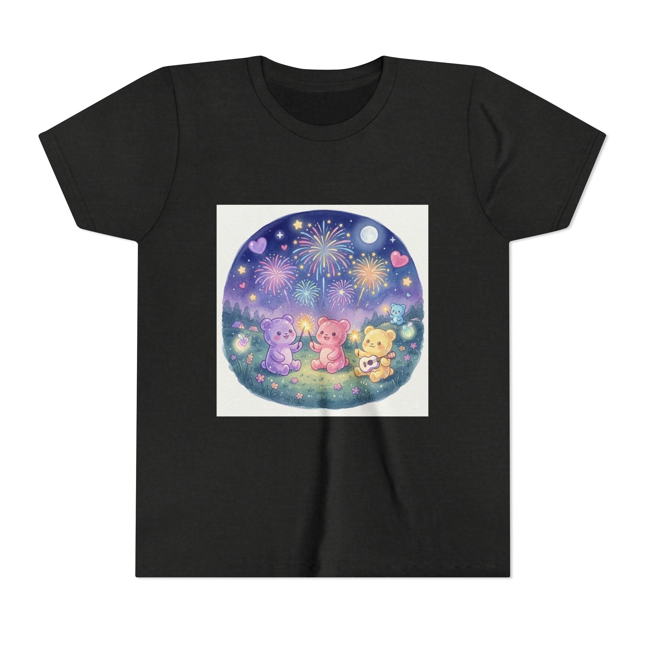 Gooey Gummy Bear Friends Watching Fireworks Youth Short Sleeve Shirt