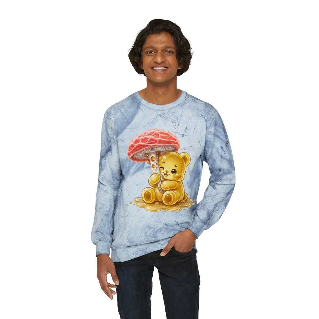 Special Orange Drippy Mushroom, Golden Gooey Gummy Bear — Cute Graphic Sweatshirt