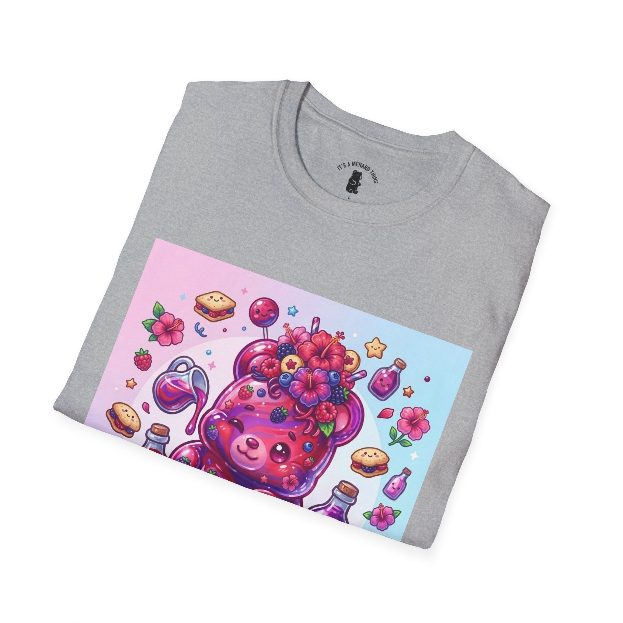 Hibiscus and Mixed Berry Jam, Exotic fruit Flower Gooey Gummy — Kawaii Illustrated T-Shirt