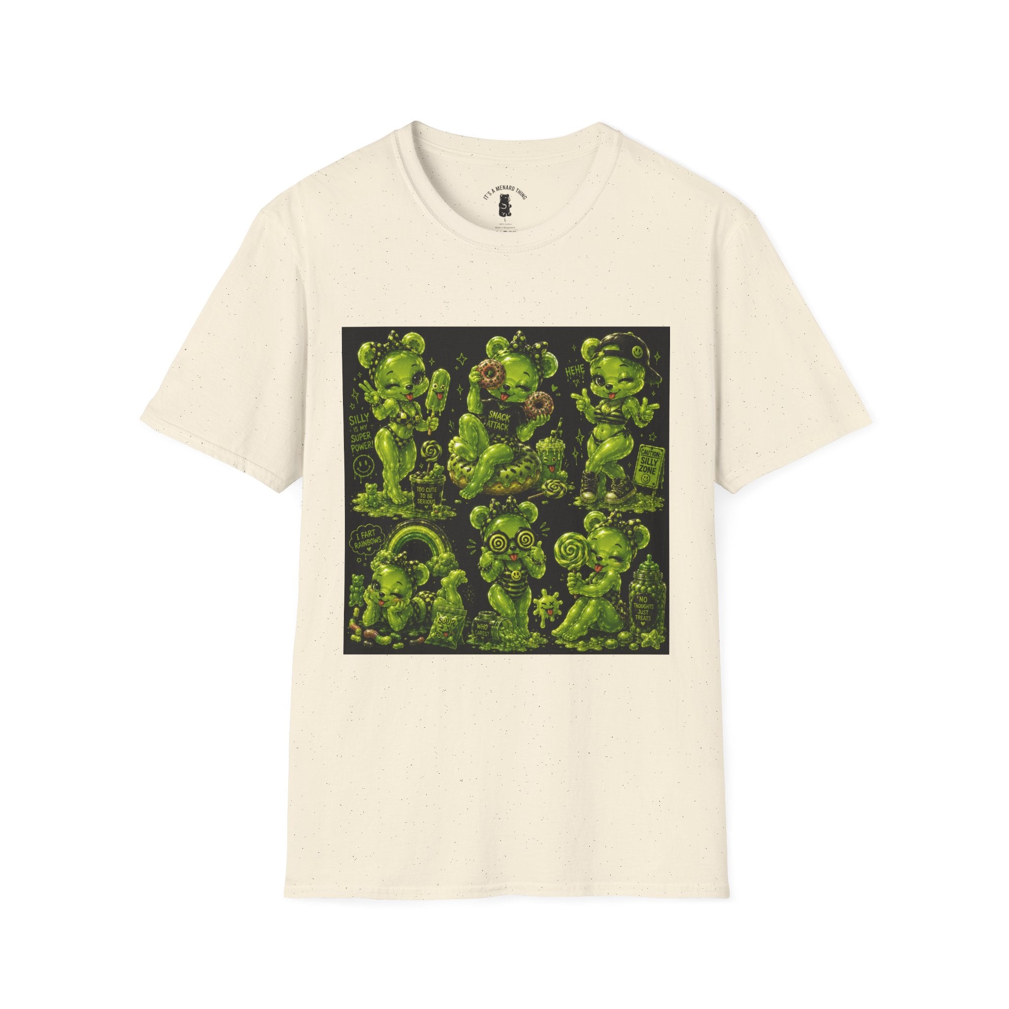 Lime Green Retro Oozy Bear Babe, Beach Pin Up- Adult Graphic Shirt (18+)