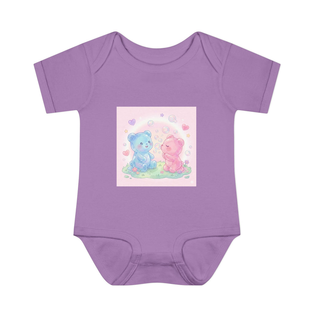 Baby Bodysuit — Pastel Blue & Pink Gooey Gummy Bears Cute Newborn Onesie