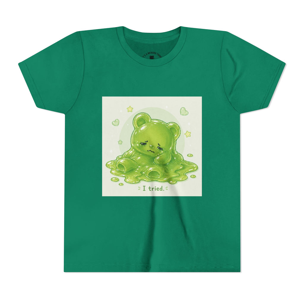 Melting Green Gooey Gummy Bear "I tried." Graphic T-Shirt