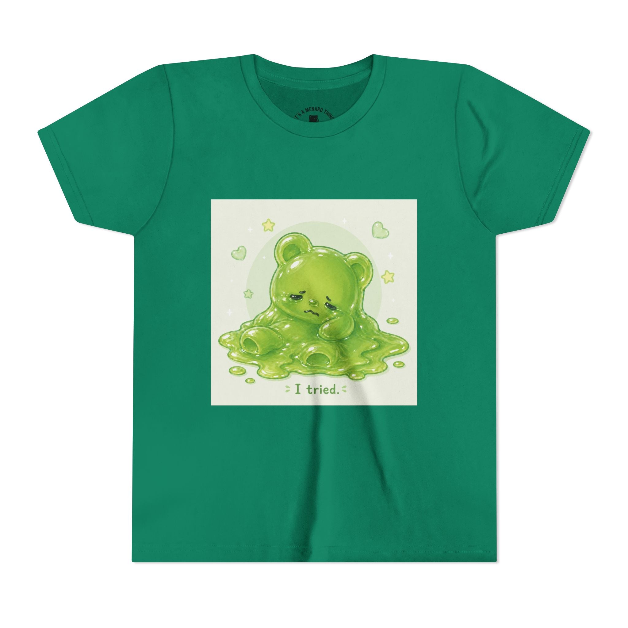 Melting Green Gooey Gummy Bear "I tried." Graphic T-Shirt