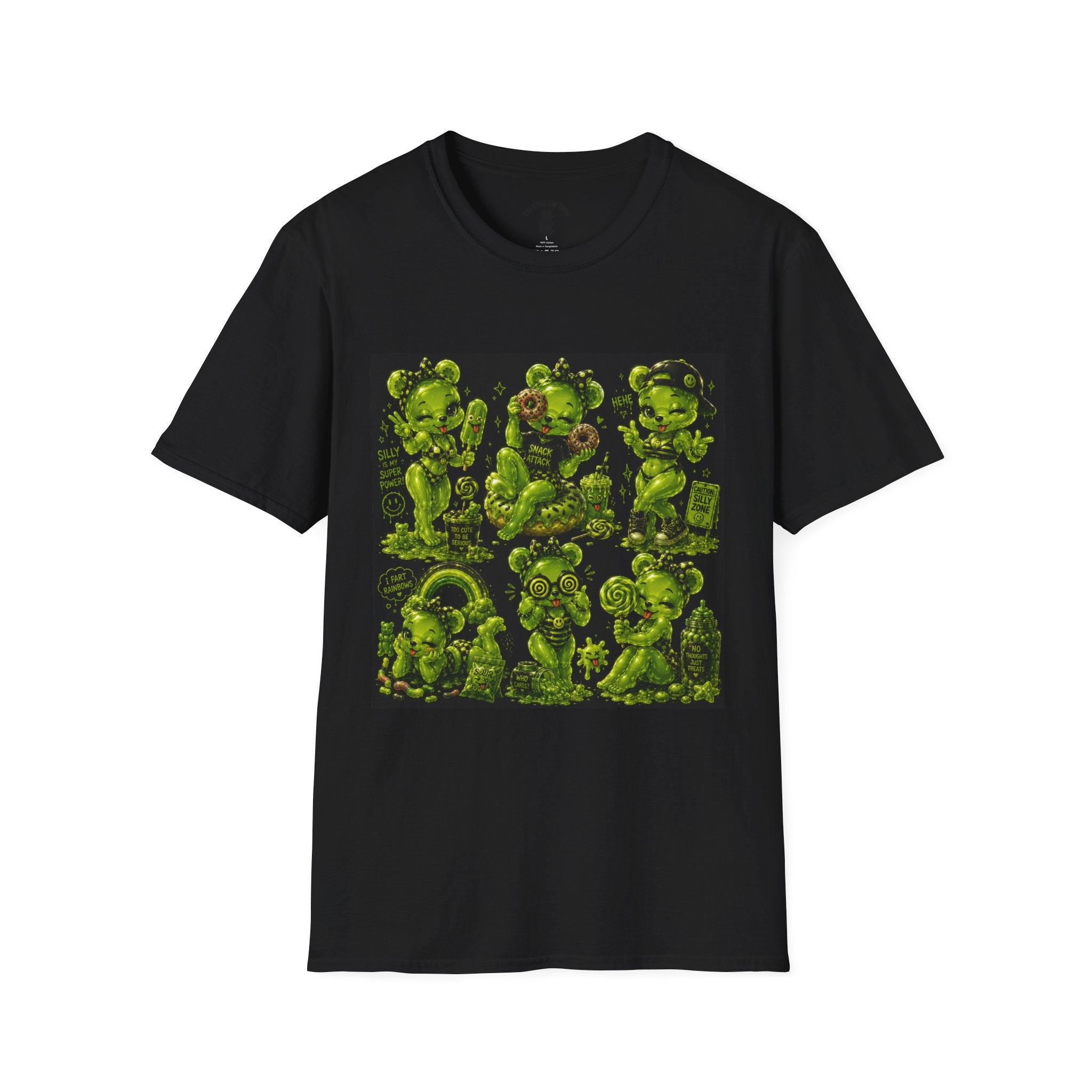 Lime Green Retro Oozy Bear Babe, Beach Pin Up- Adult Graphic Shirt (18+)