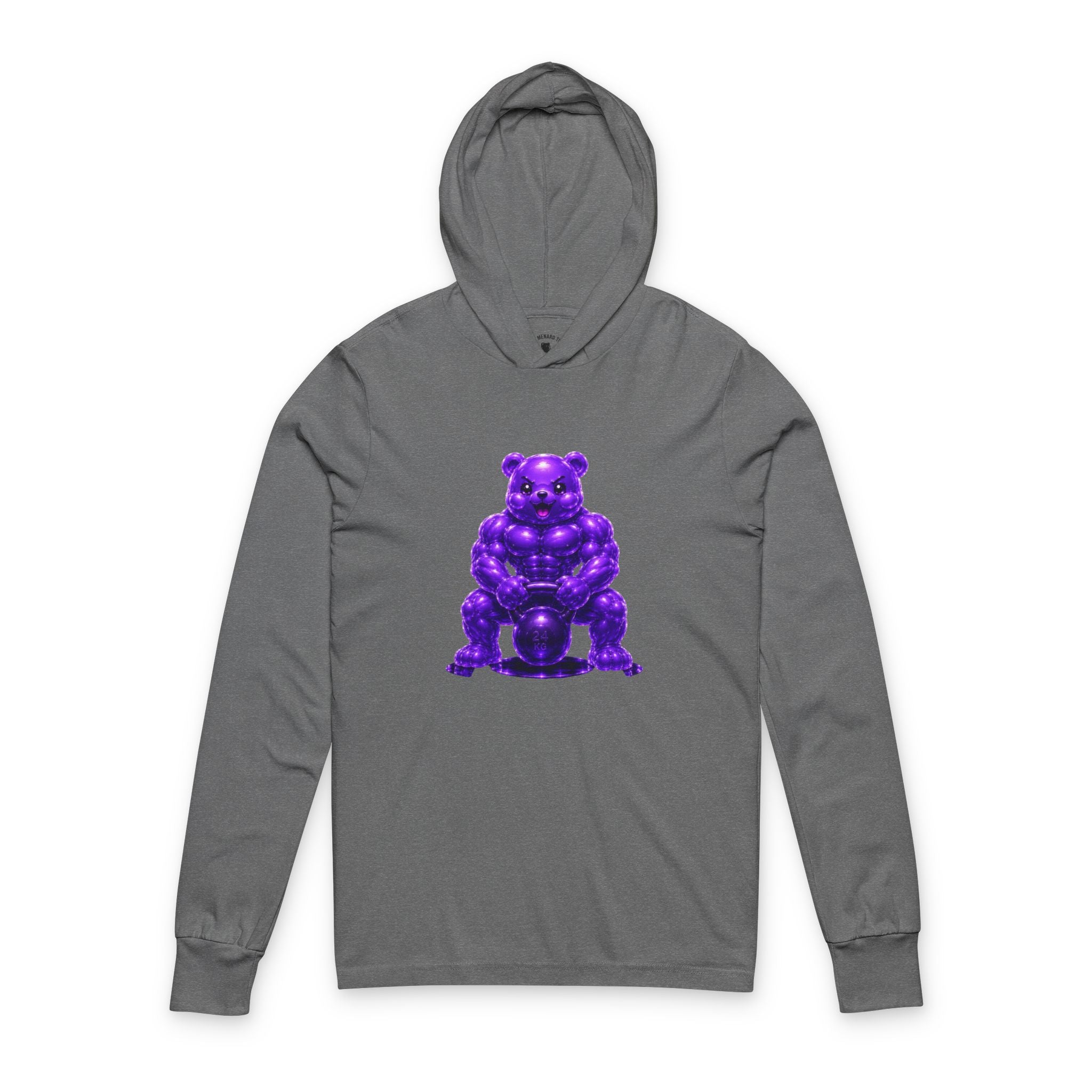 Lifting up the Kettlebell, Violet Oozy Buff Bear Gym Special- Adult Work Out Sweatshirt