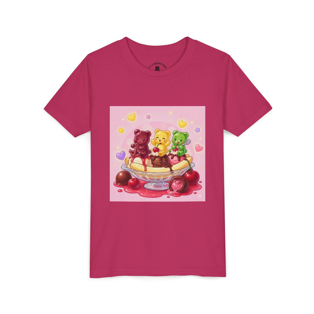 Gooey Gummy Bears on Banana Split Boat Graphic Youth T-Shirt