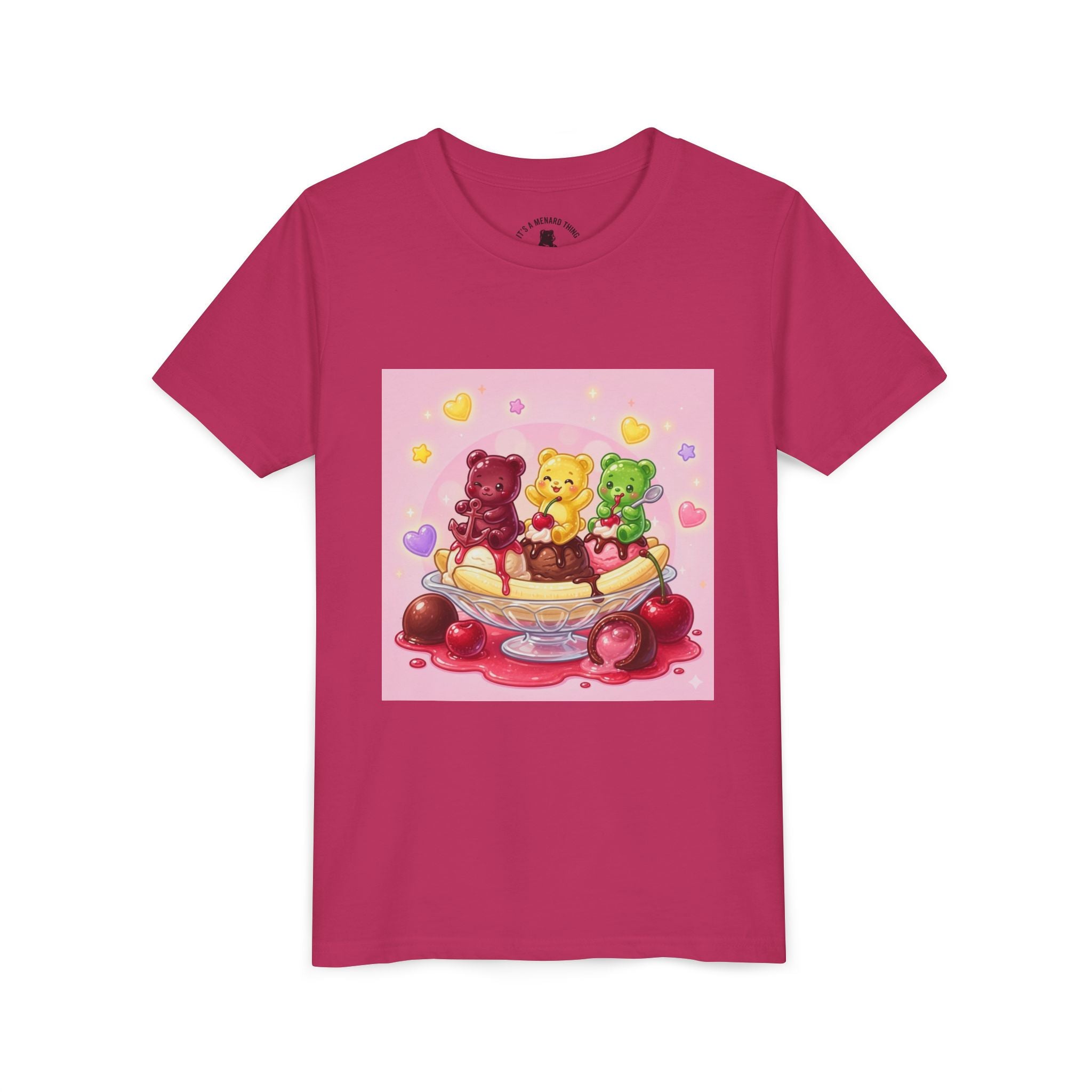 Gooey Gummy Bears on Banana Split Boat Graphic Youth T-Shirt