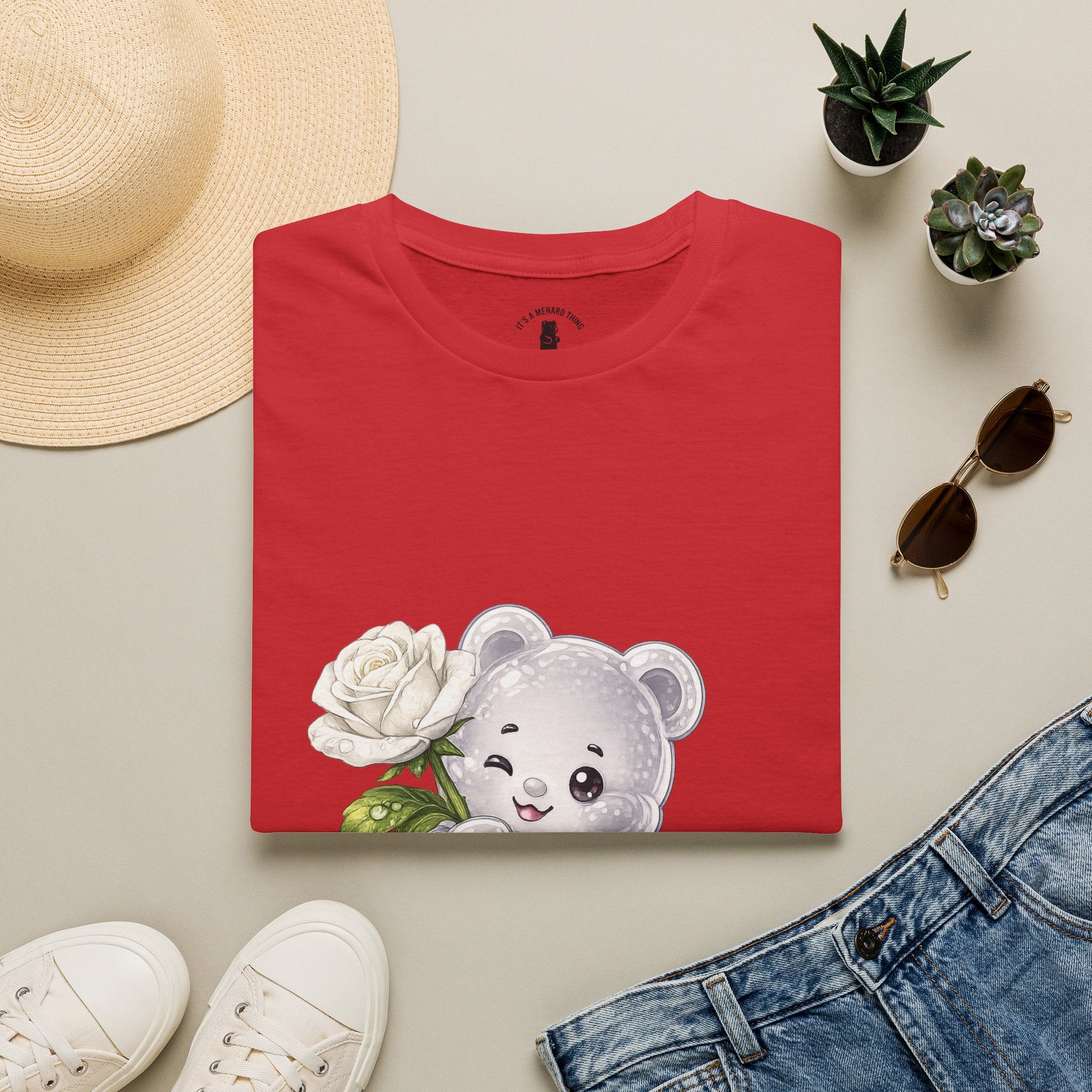 Beautiful Blooming White Rose, Oozy Bear Gummy Special Flower Addition- Graphic Shirt