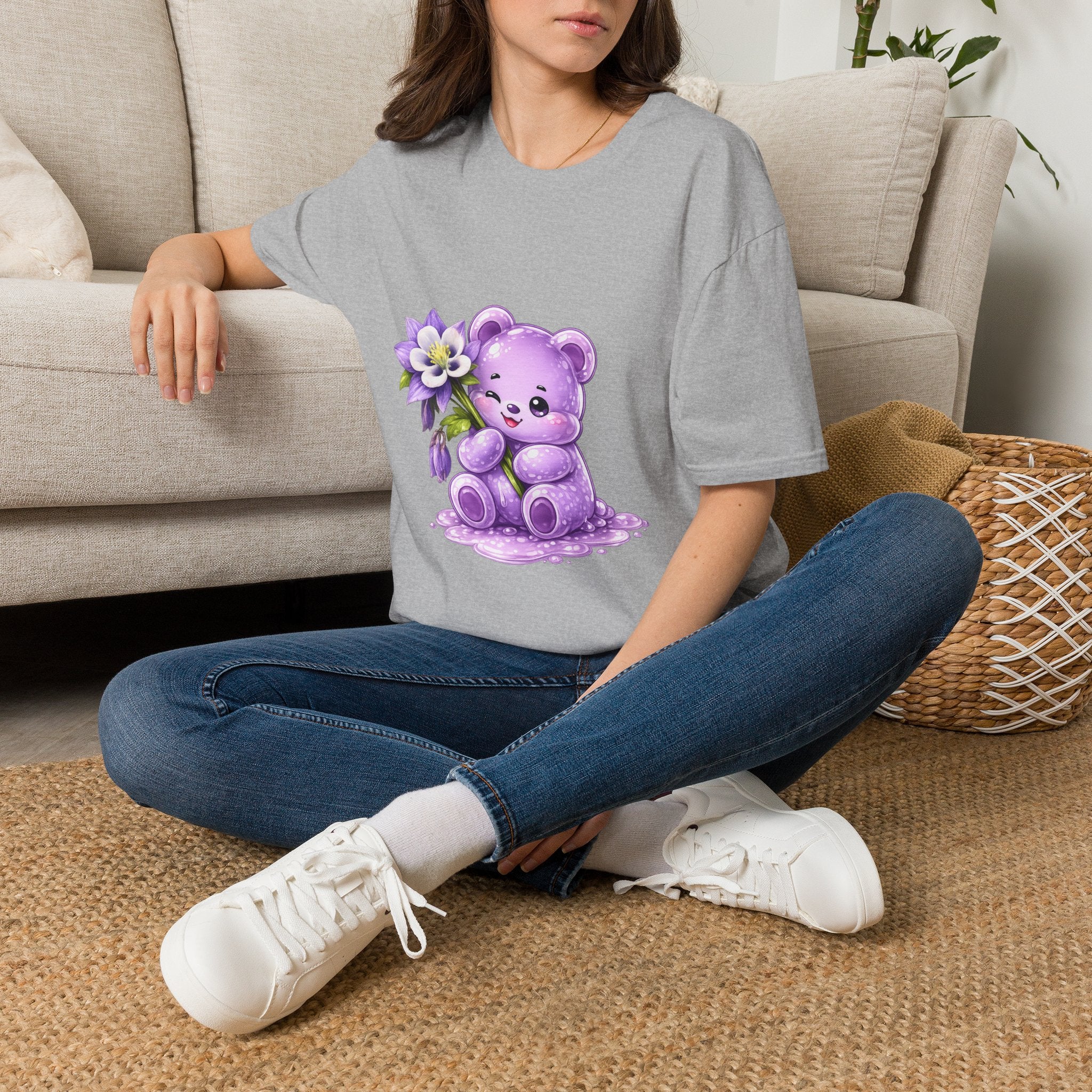 Pretty Purple Flower, Special Oozy Bear Gummy- Graphic Shirt