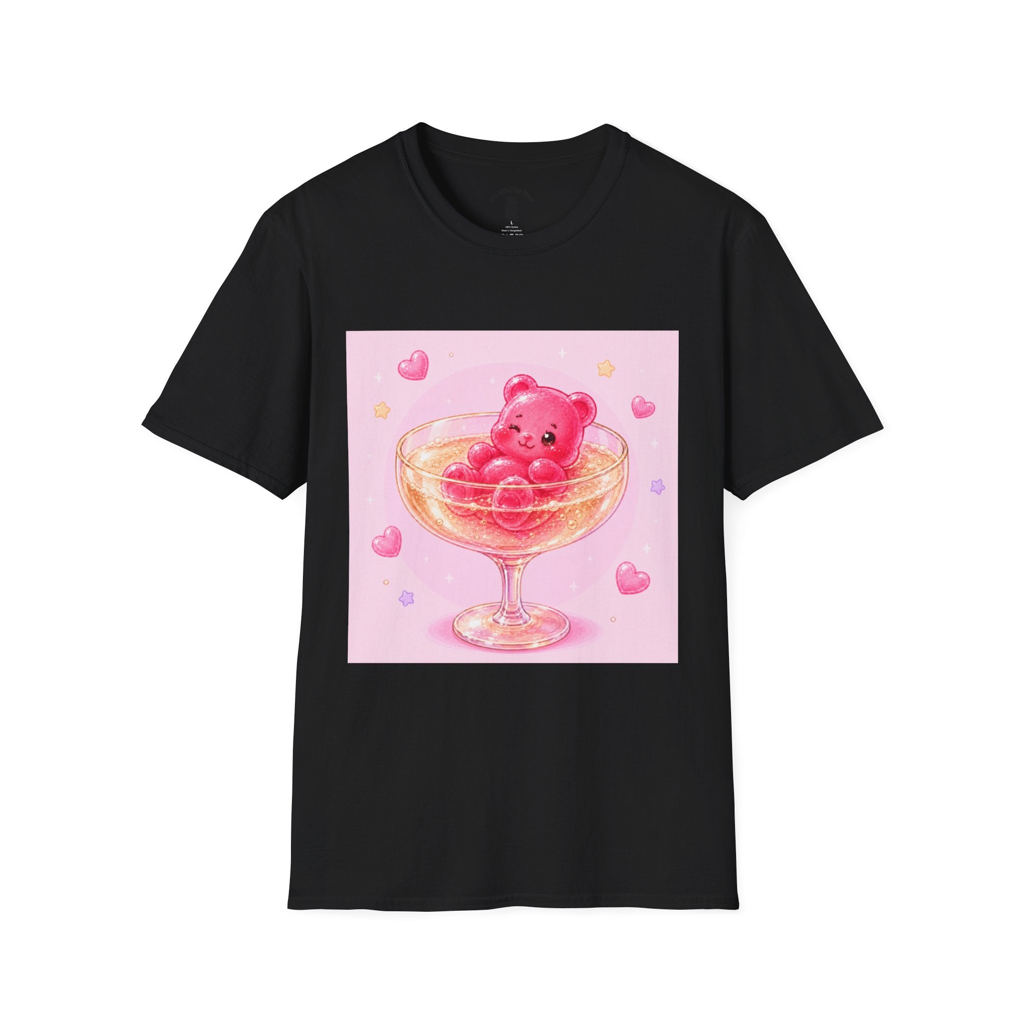 Champagne Pink Boozy Gooey Gummy Bear- Kawaii Graphic T-Shirt