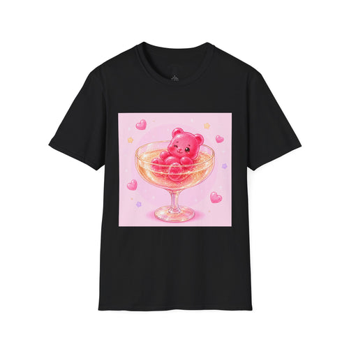 Champagne Pink Boozy Gooey Gummy Bear- Kawaii Graphic T-Shirt