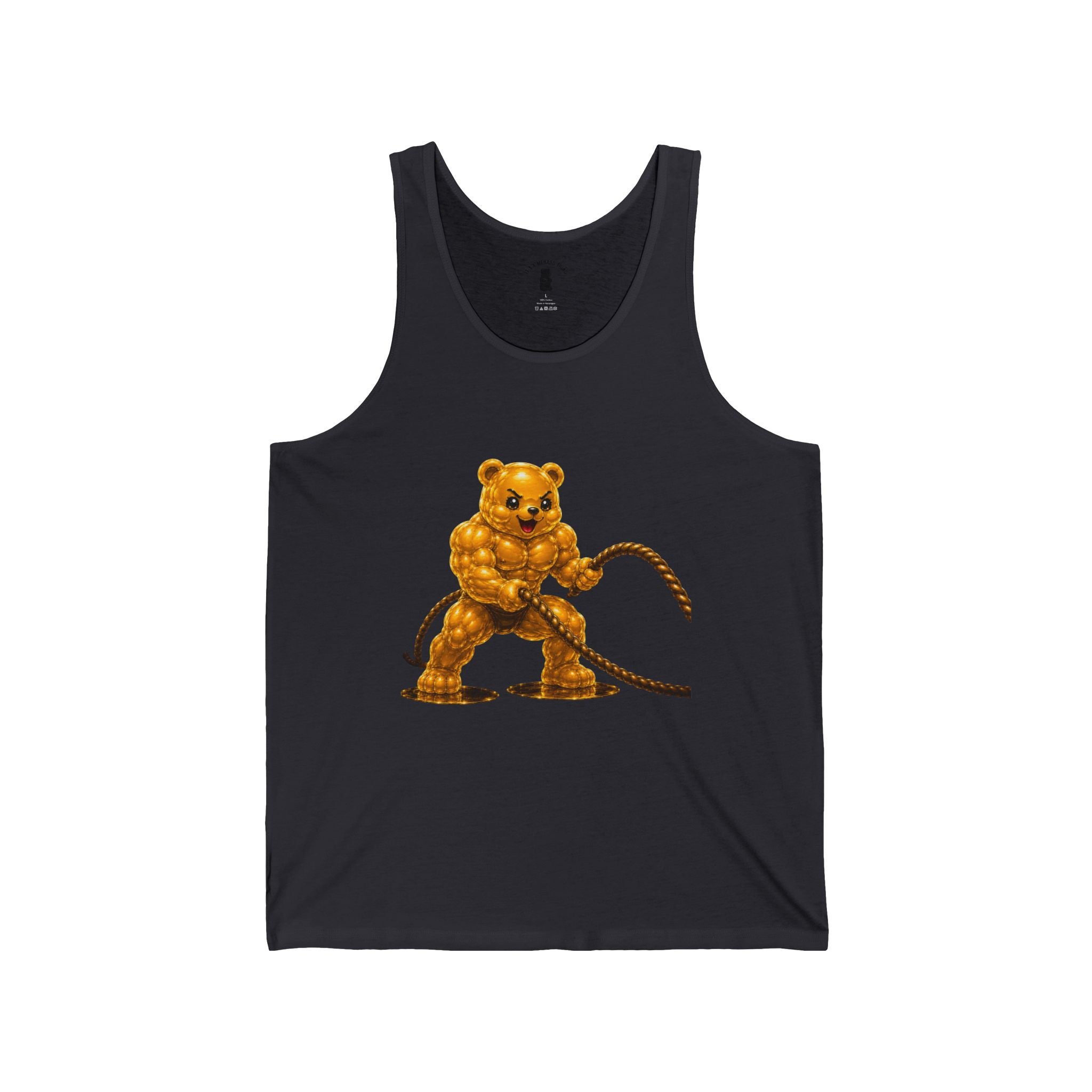 Rope Fitness, Golden Oozy Buff Bear Gym Addition- Adult Graphic Workout Shirt
