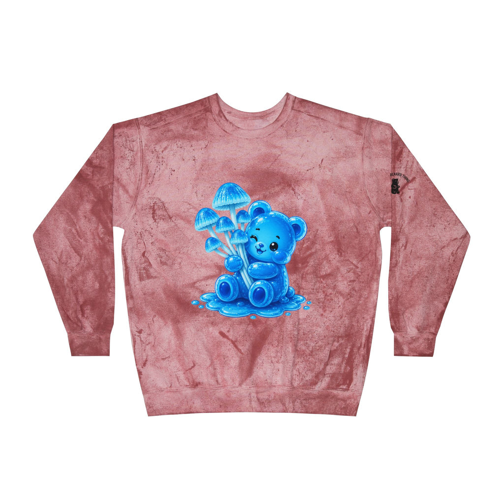Blue Mushroom Cluster, Gooey Gummy Bear Friend-Kawaii Graphic Sweatshirt