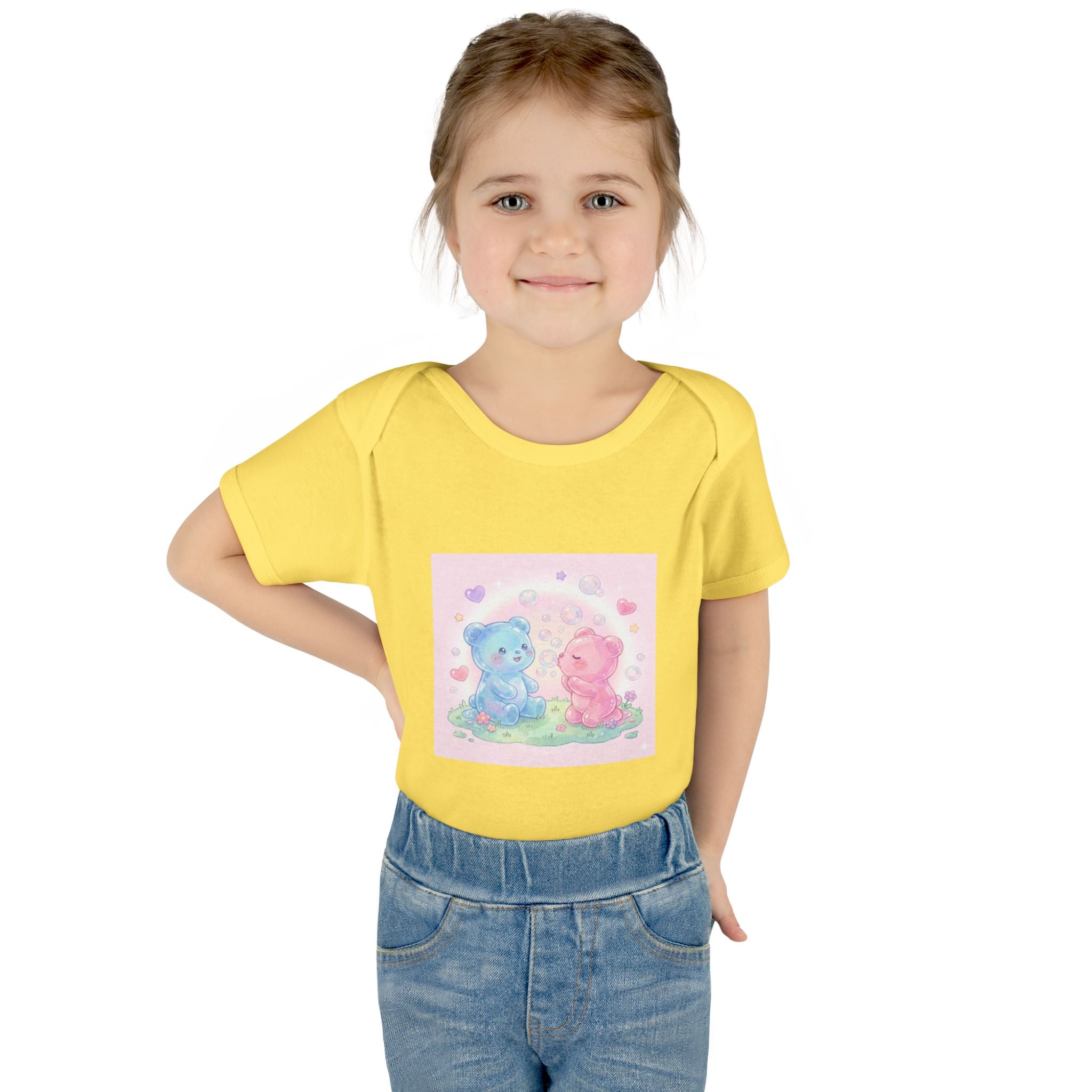 Baby Bodysuit — Pastel Blue & Pink Gooey Gummy Bears Cute Newborn Onesie