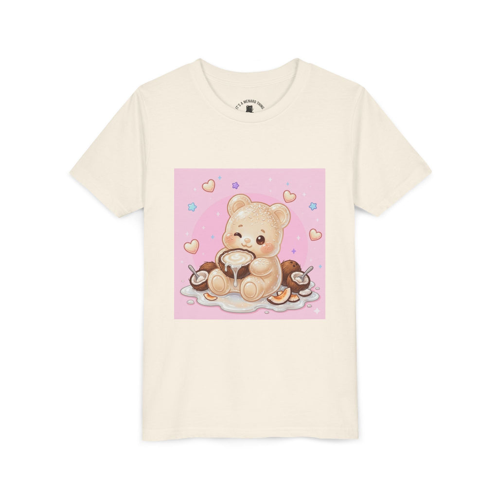 Gooey Gummy Coconut Milk Bear Kids T-Shirt (Pink Hearts)