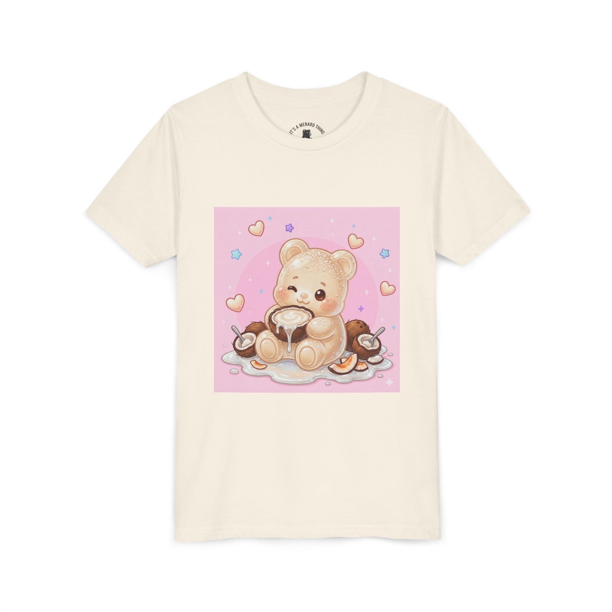 Gooey Gummy Coconut Milk Bear Kids T-Shirt (Pink Hearts)