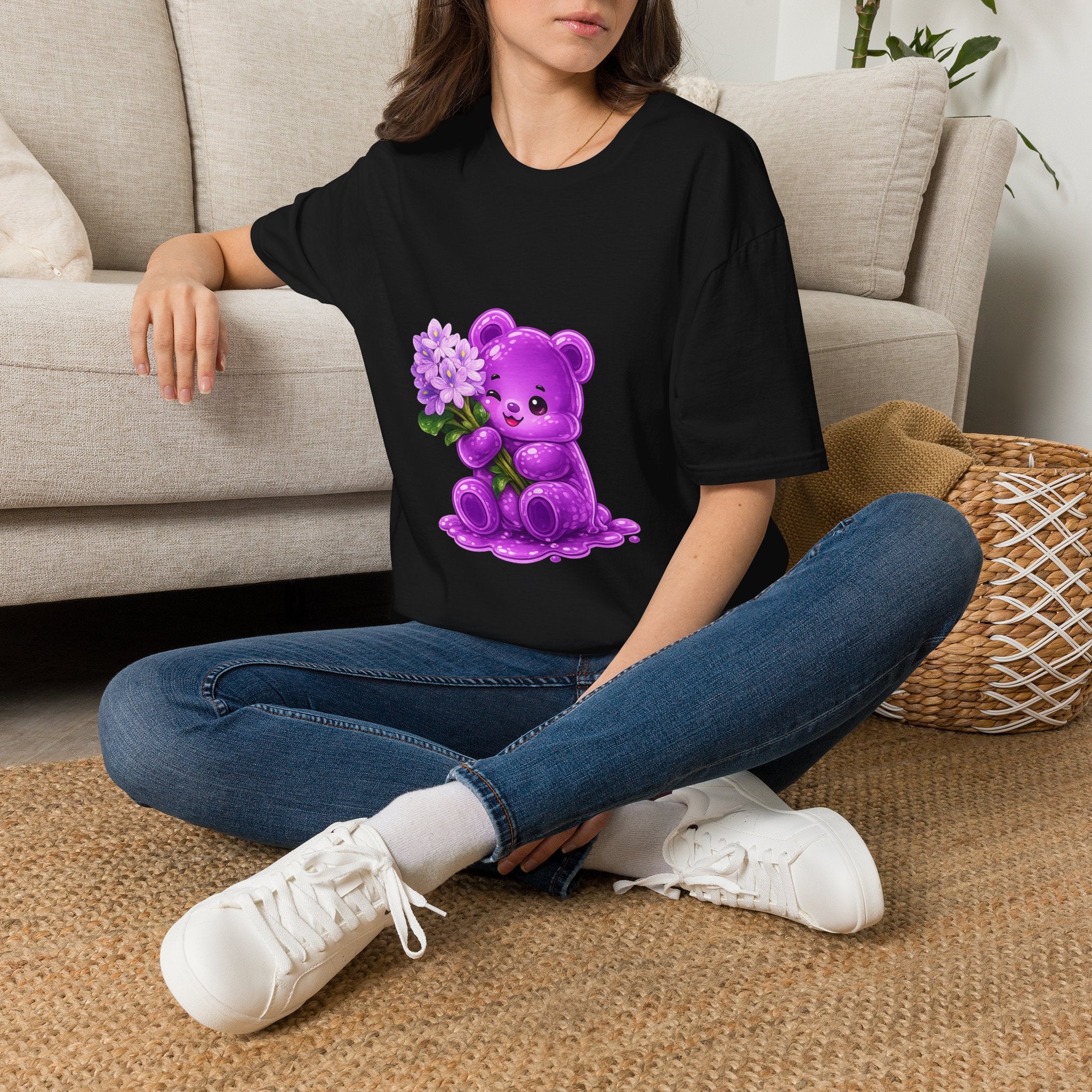 Purple Flower Cluster, Oozy Bear Friend Flower Addition- Graphic Shirt