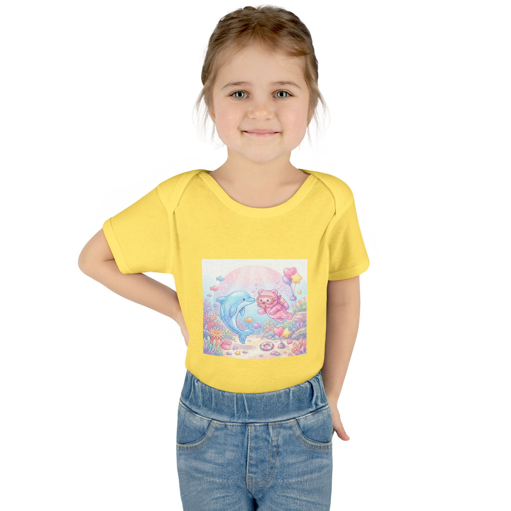 Infant Bodysuit — Pastel Dolphin & Pink Gummy Bear Underwater Baby Onesie