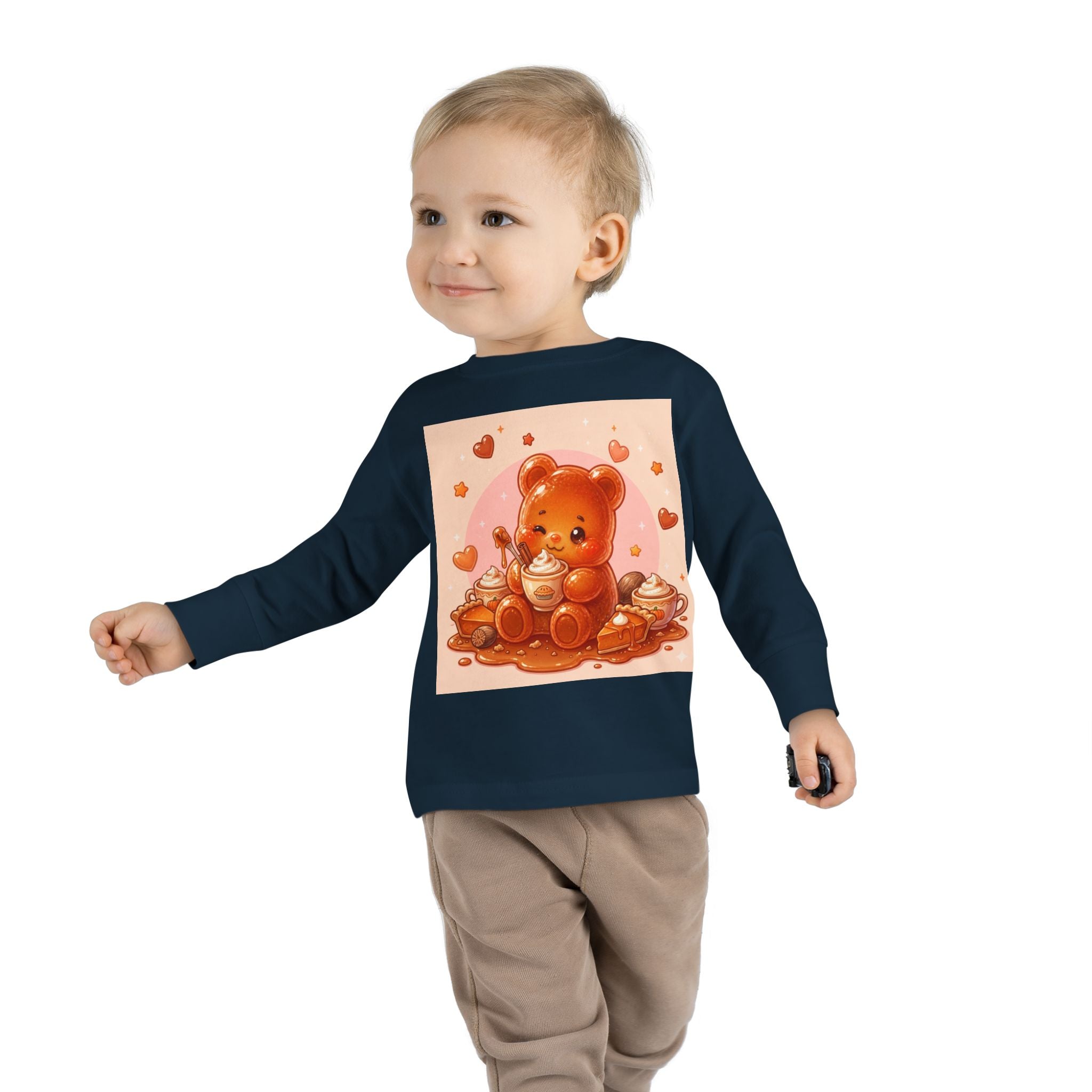 Sweet Pumpkin & Spiced Latte, Oozy Bear Gummy Friend- Kids Graphic Long Sleeve Shirt