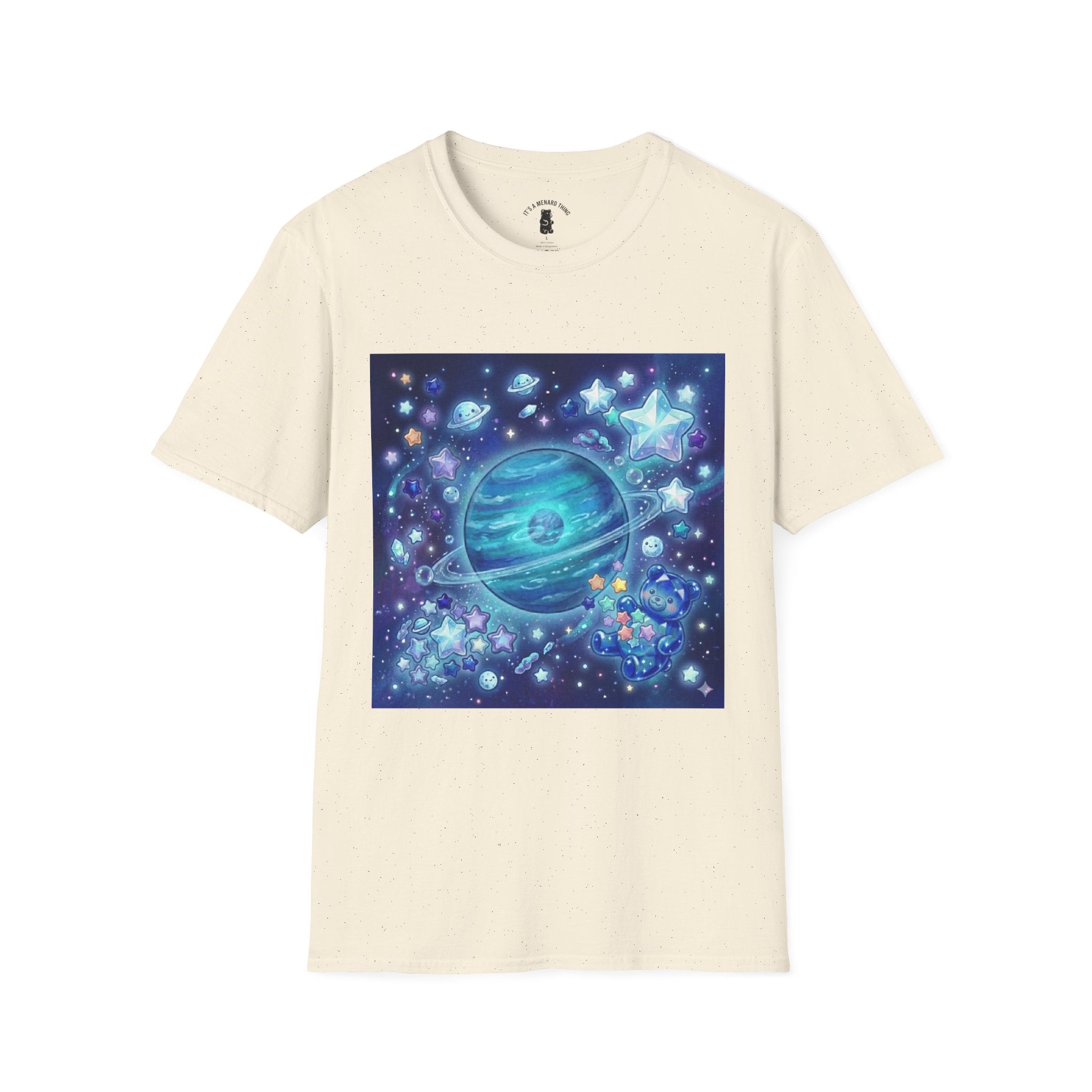 Lets Swim on Neptune, Blue Crystal Gooey Gummy Bear- Kawaii Graphic T-Shirt