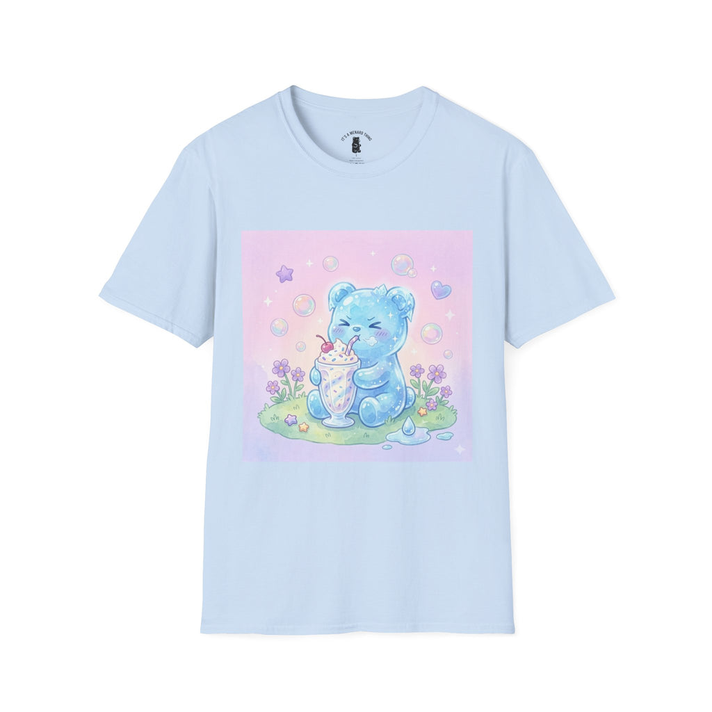 Cute Blue Iced Milkshake, Gooey Gummy Bear — Pastel Kawaii Graphic Tee