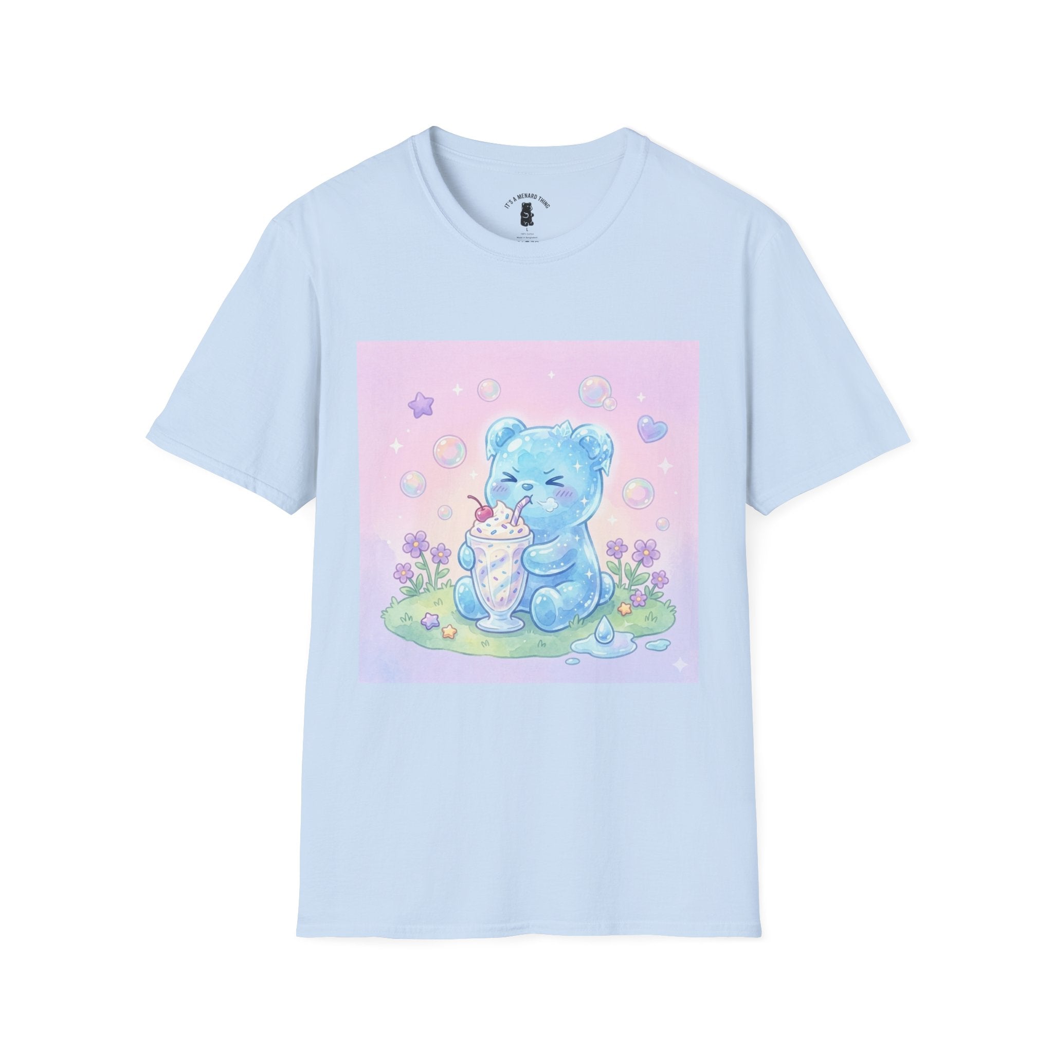 Cute Blue Iced Milkshake, Gooey Gummy Bear — Pastel Kawaii Graphic Tee