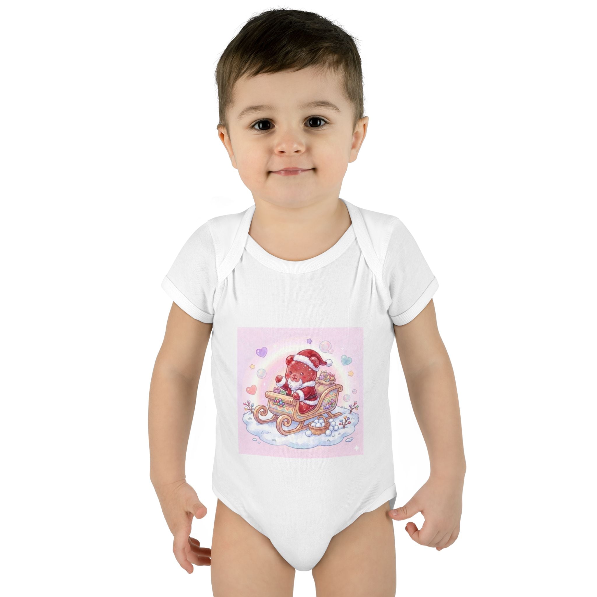 Baby Bodysuit – Gooey Gummy Santa in Sleigh Christmas Infant Onesie