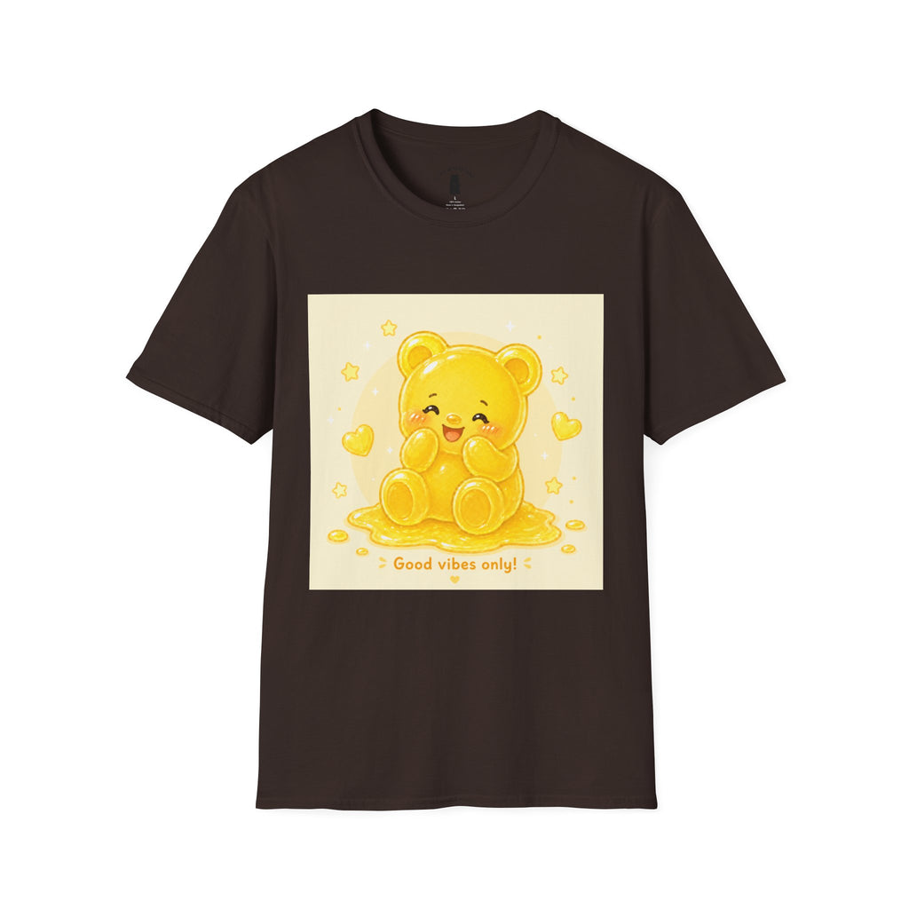 "Good Vibes Only" Yellow Gooey Gummy Bear- Cute Graphic Tee