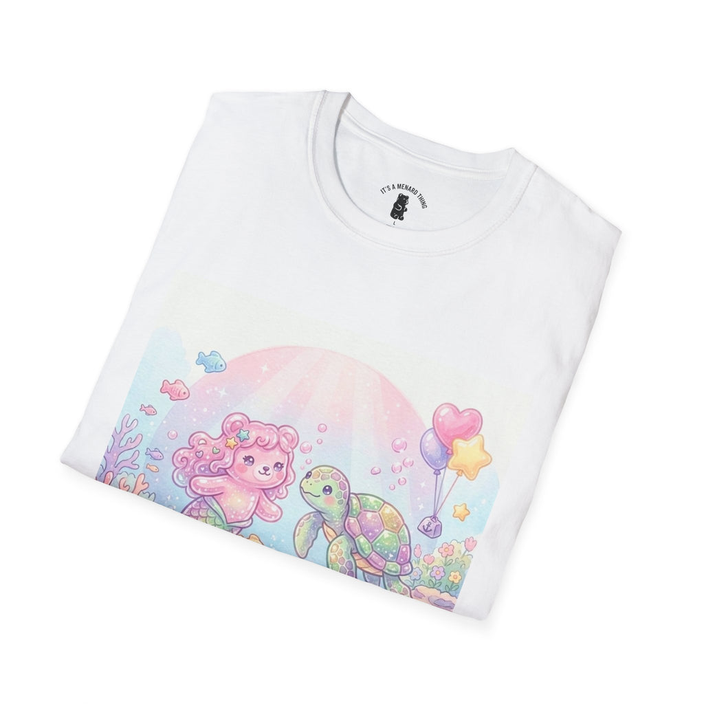 Pink Gummy Mermaid & Turtle friend, Gooey Gummy Freinds- Kawaii Graphic T-Shirt