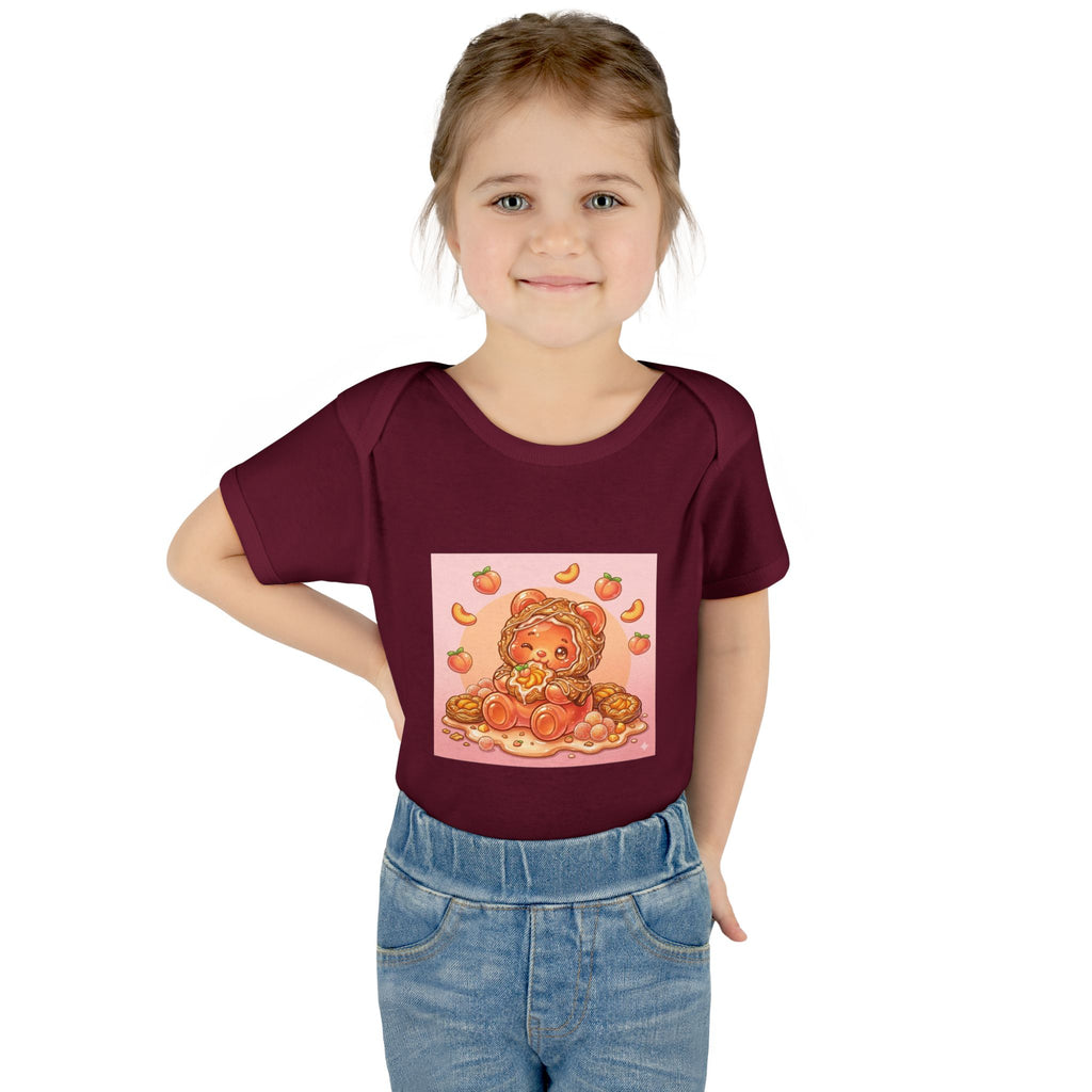 Peach Danish Gooey Gummy Bear in Puff Pasterie PJs Baby Onesie