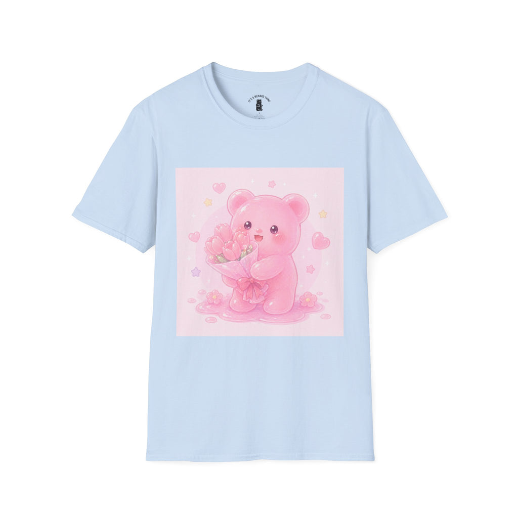 Gooey Pink Gummy Bear Bouquet T-Shirt — Kawaii Valentine Floral Tee