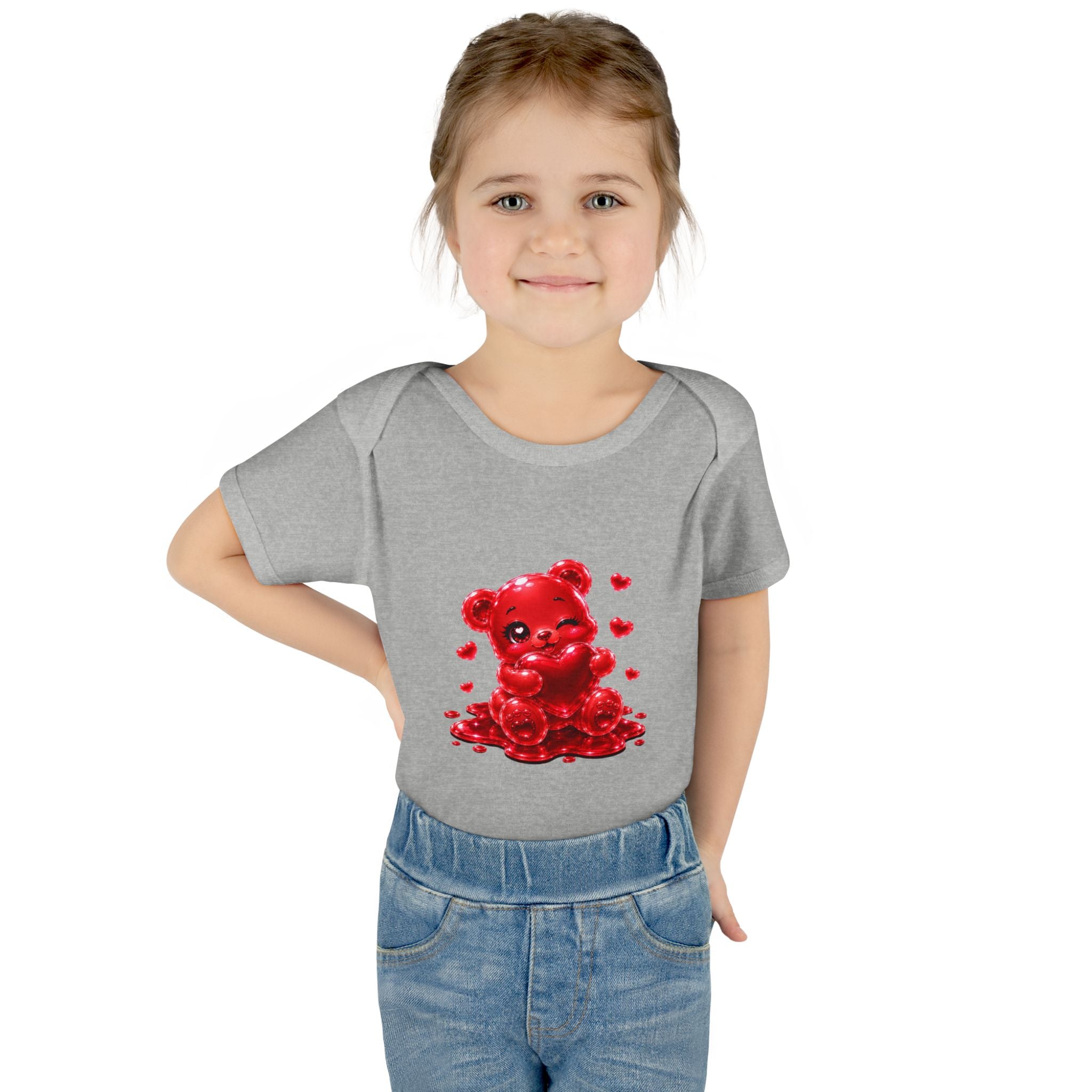 Special Red Heart Oozy Bear Baby Gummy Cutie Addition- Graphic Onesie