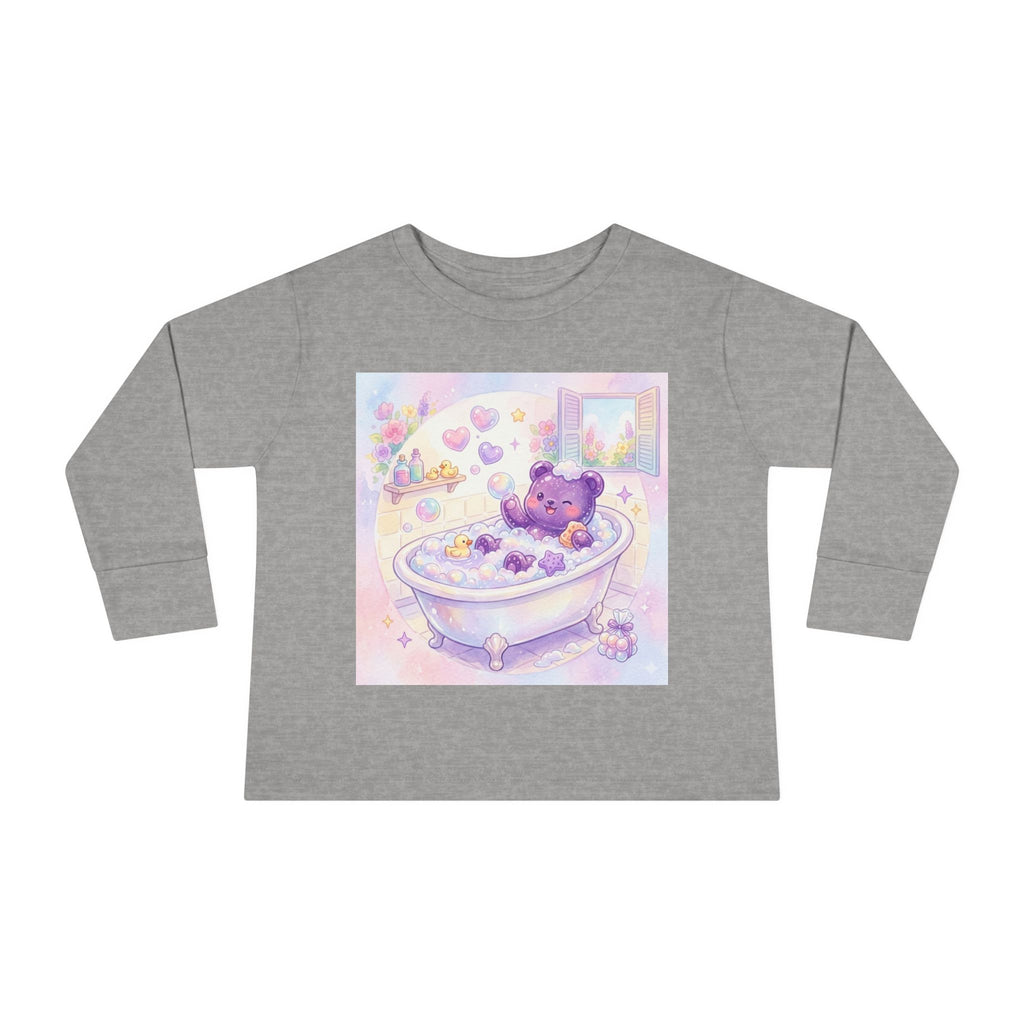 Bath Time, Nighttime Oozy Bear Friend- Graphic Long Sleeve Shirt
