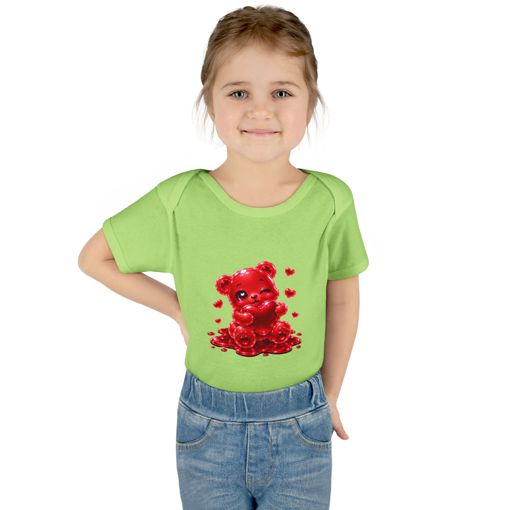 Special Red Heart Oozy Bear Baby Gummy Cutie Addition- Graphic Onesie