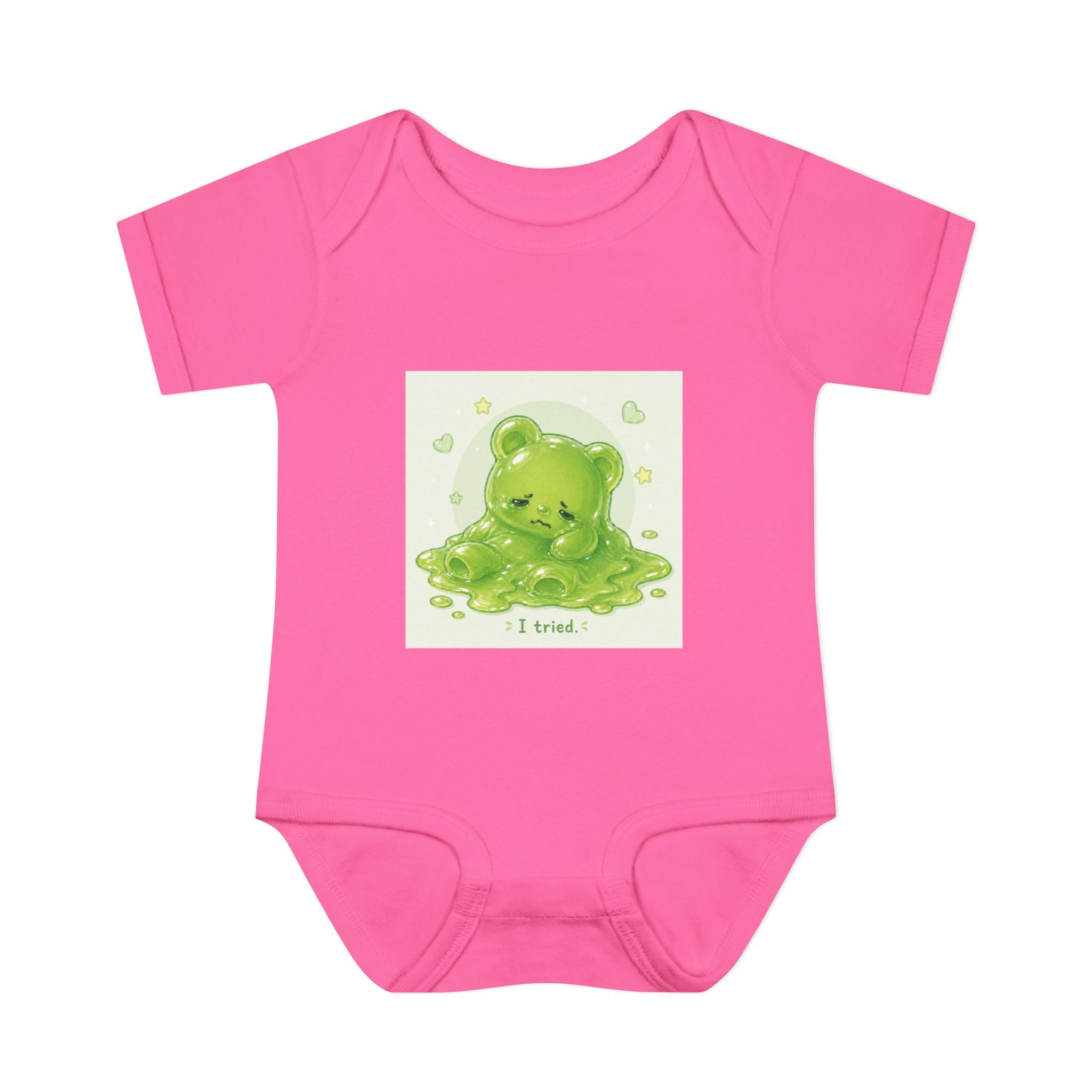 Infant Bodysuit — Cute Gooey Green Melted Gummy Bear "I Tried" Baby Onesie