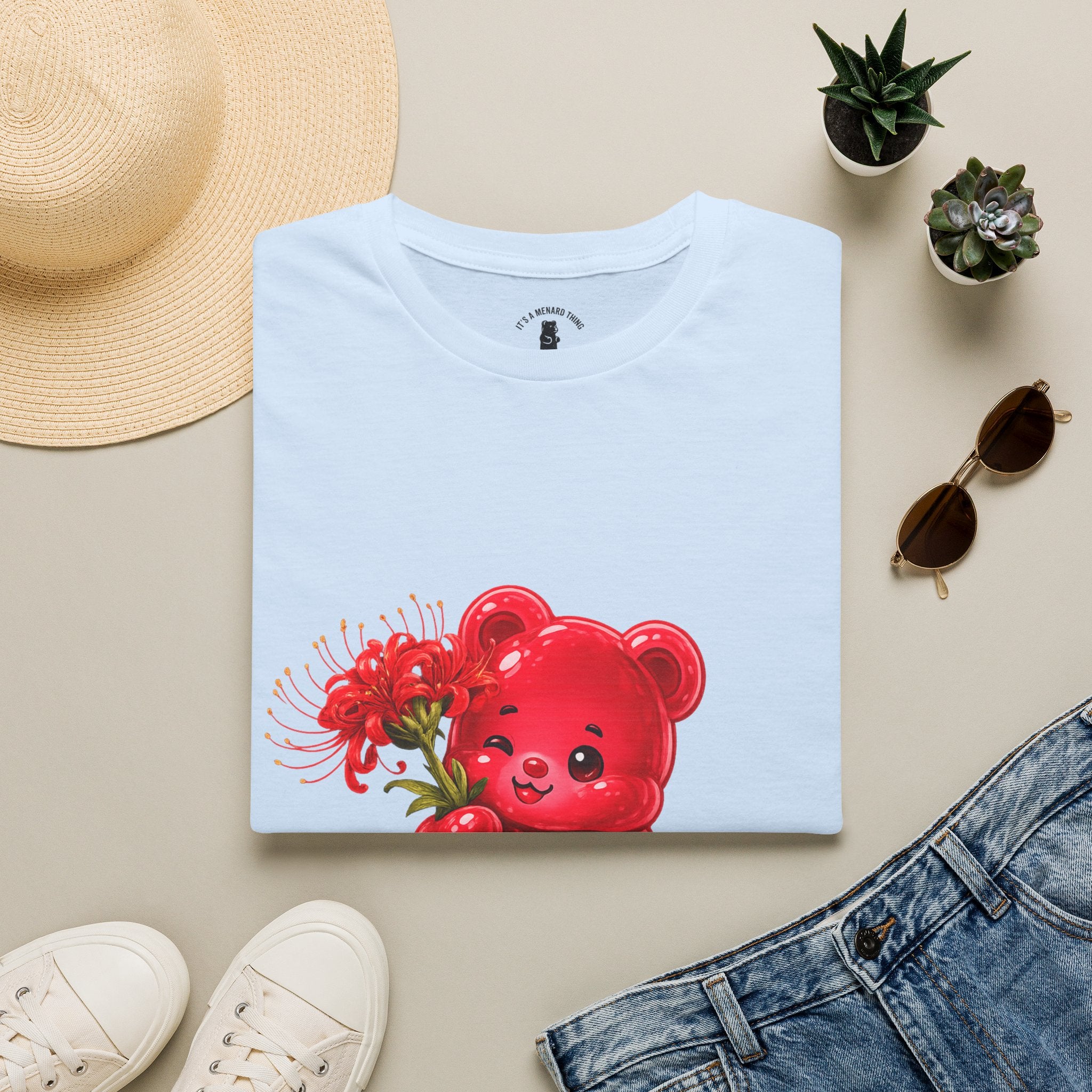 Blooming Spider Lily Special, Red Oozy Bear Gummy Friend- Graphic Shirt