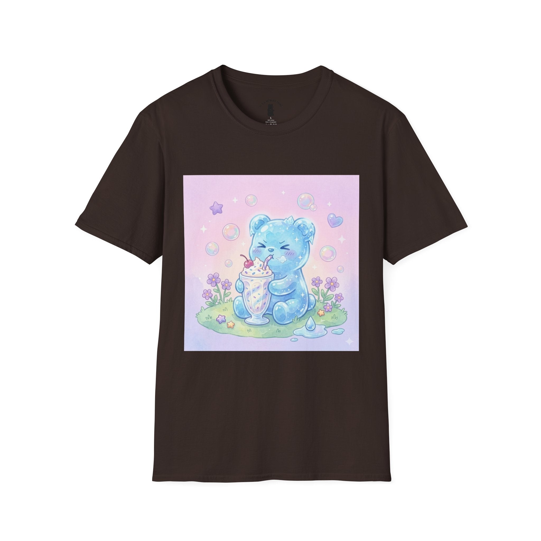 Cute Blue Iced Milkshake, Gooey Gummy Bear — Pastel Kawaii Graphic Tee