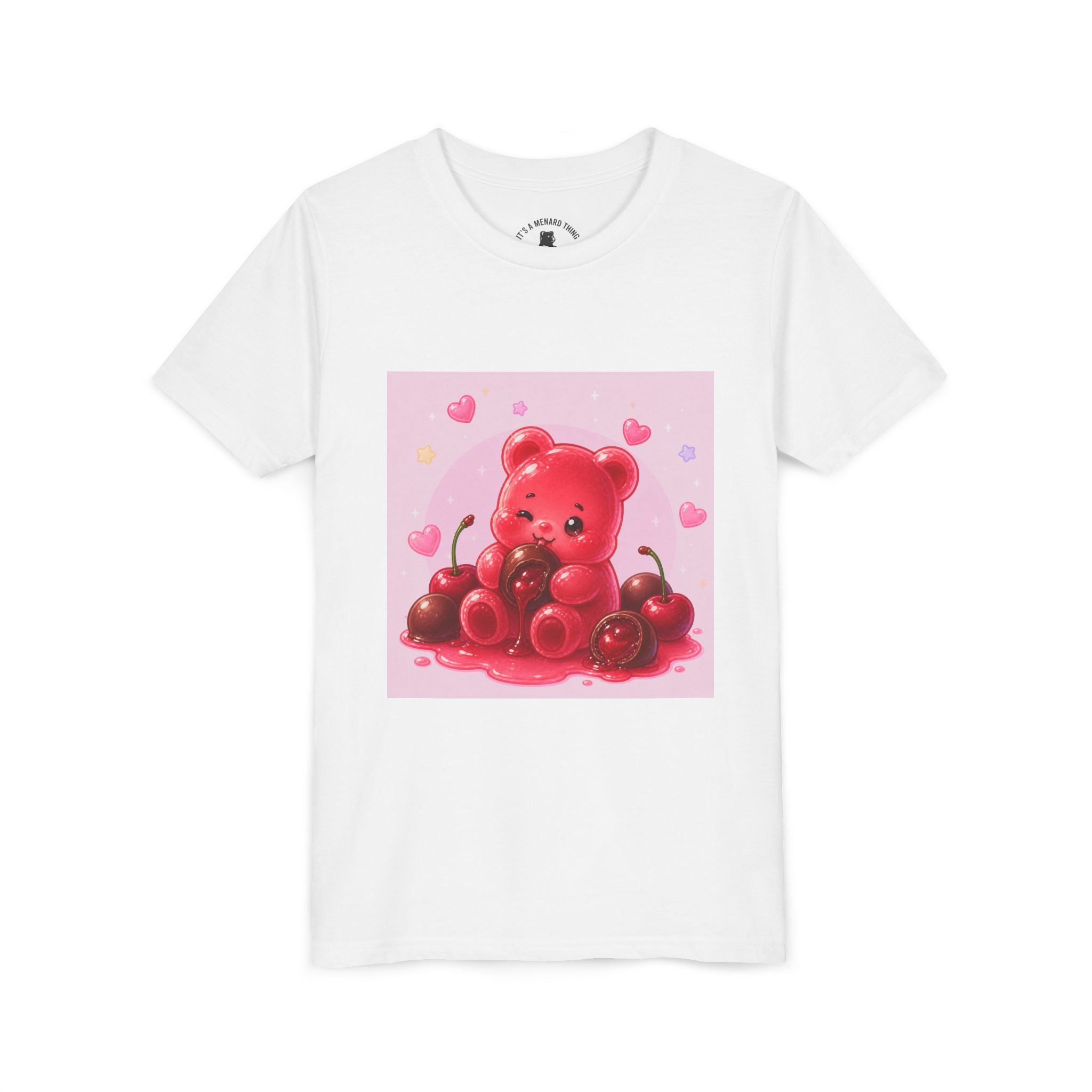 Red Gooey Gummy Bear with Chocolate & Cherries Youth T‑Shirt