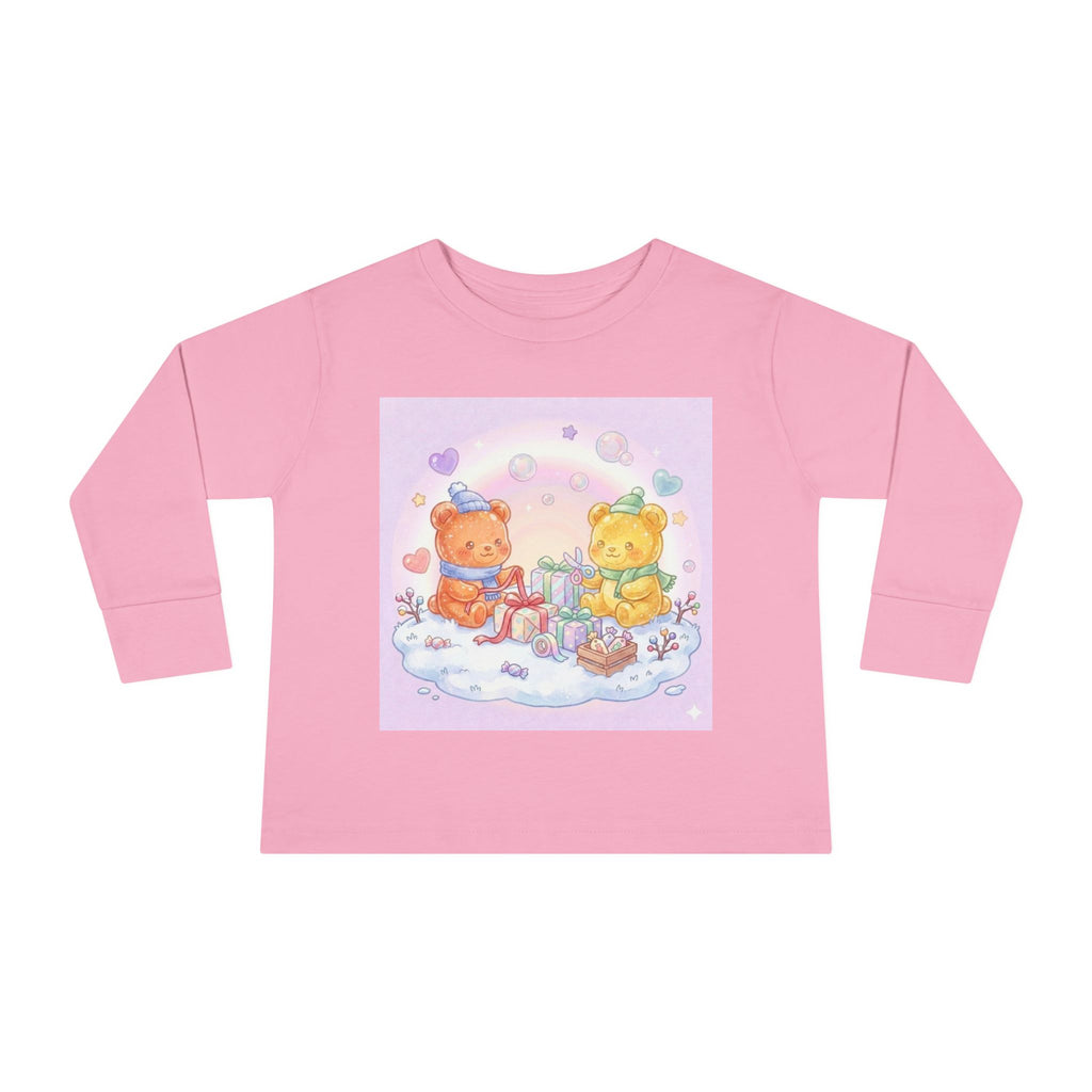 Holiday Gift Giving, Oozy Bear Friends In Snow- Graphic Long Sleeve Shirt