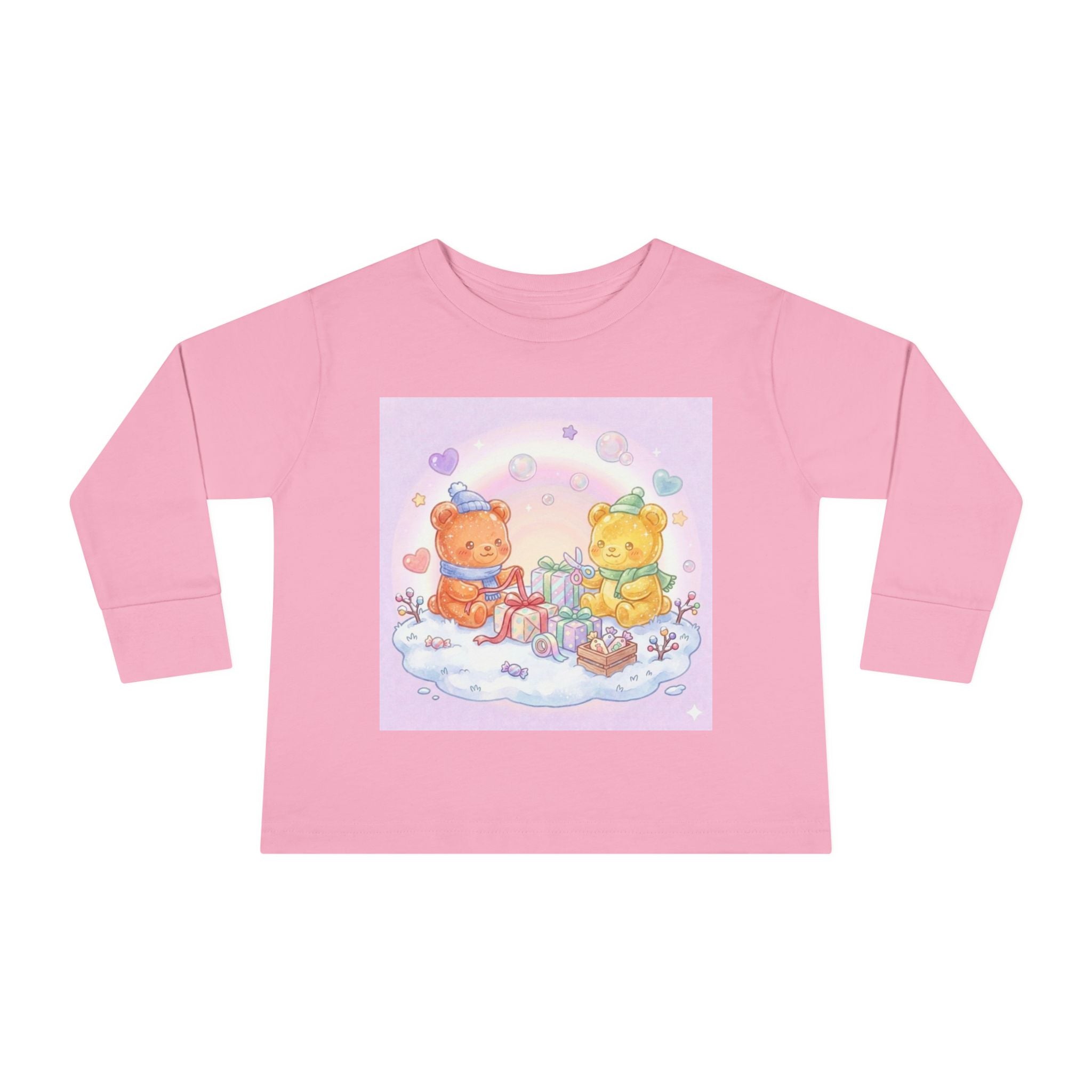 Holiday Gift Giving, Oozy Bear Friends In Snow- Graphic Long Sleeve Shirt