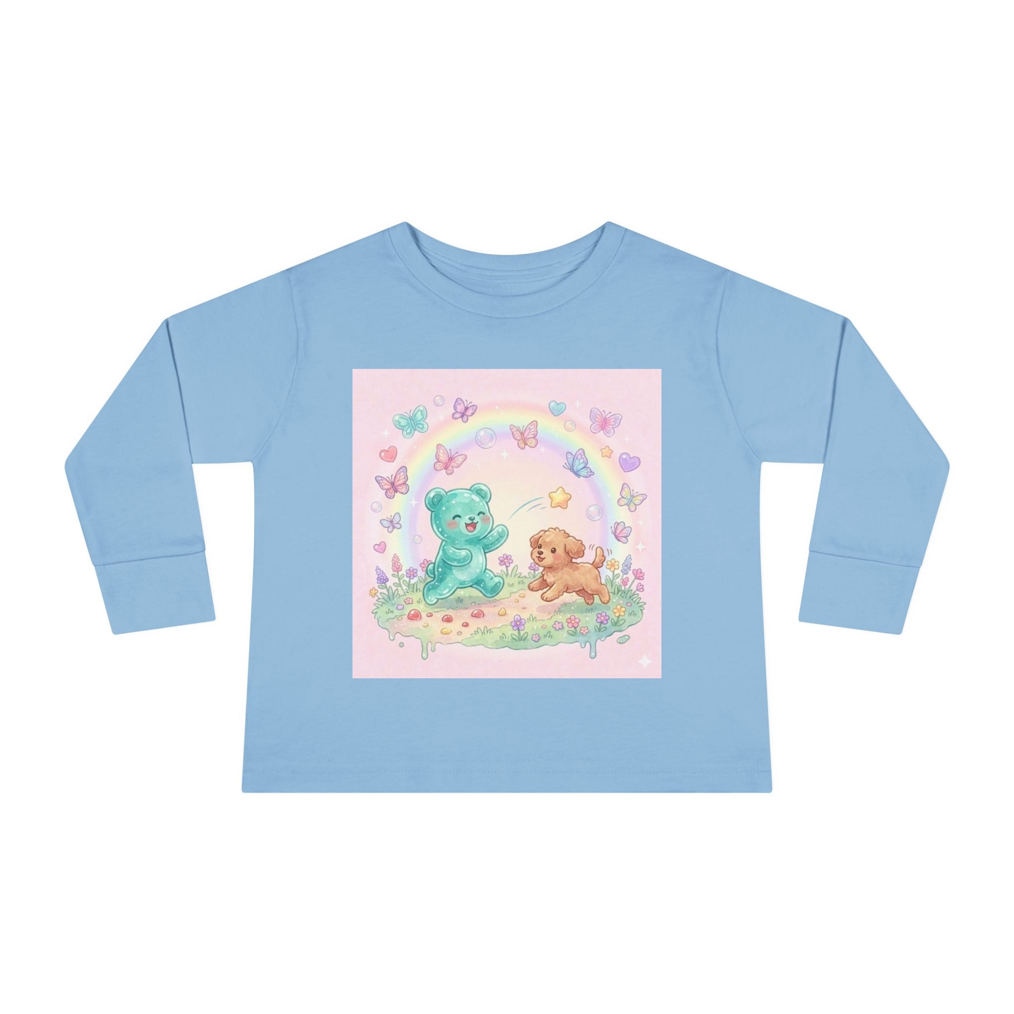 Pastel Puppy Play Time, Oozy Bear Friend- Graphic Long Sleeve Shirt