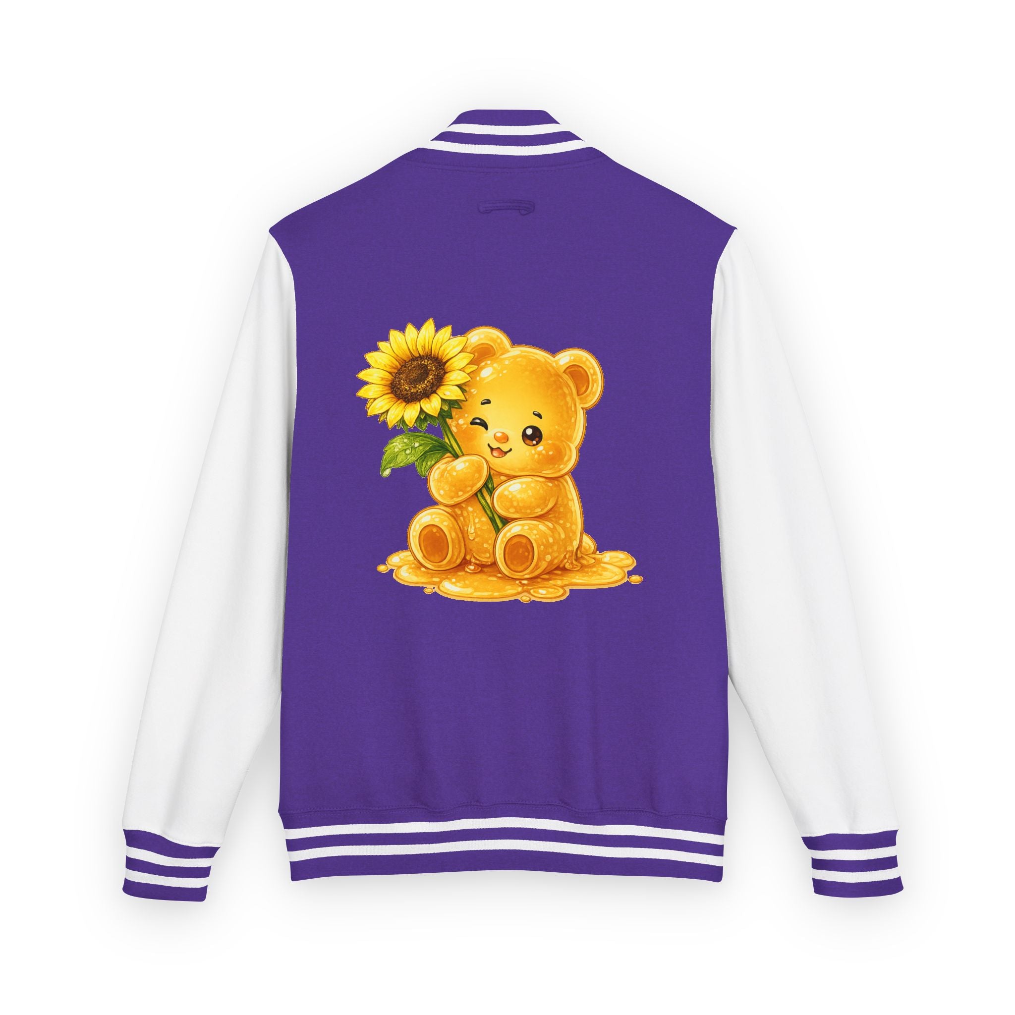 Sunflower Sunrise, Special Yellow Gooey Gummy Friend- Kawaii Varsity Jacket