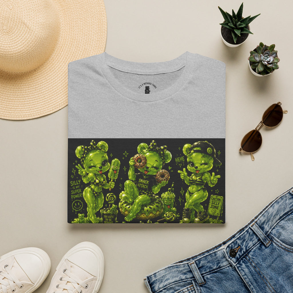 Lime Green Retro Oozy Bear Babe, Beach Pin Up- Adult Graphic Shirt (18+)
