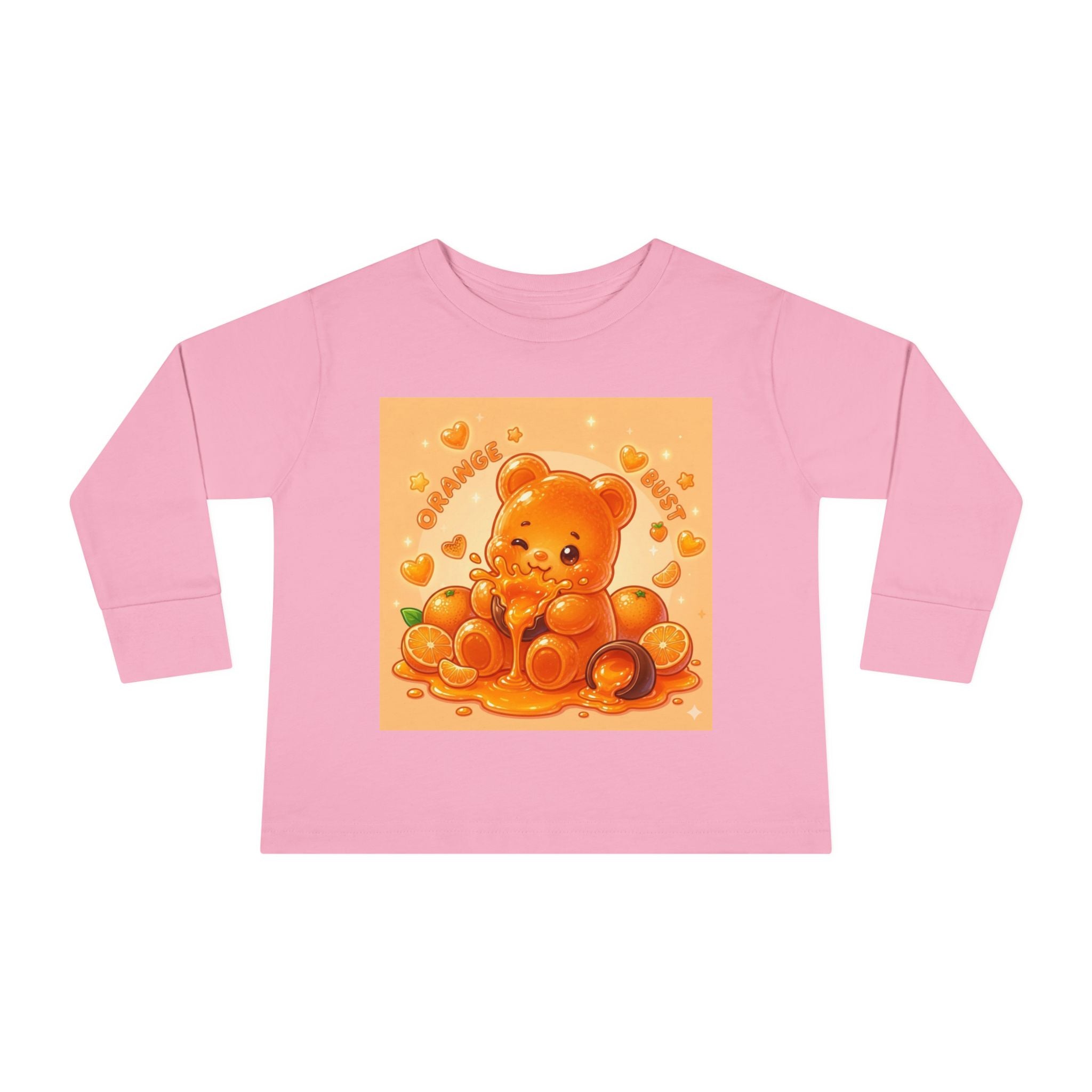 Sweet Ripe Orange, Oozy Fruit Gummy Bear Friend- Kids Long Sleeve Graphic Shirt