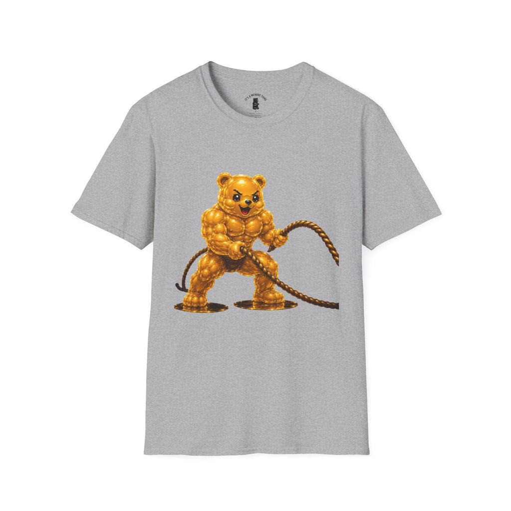 Rope Workout, Golden Yellow Oozy Buff Bear Gym Special- Adult Graphic Shirt (18+)