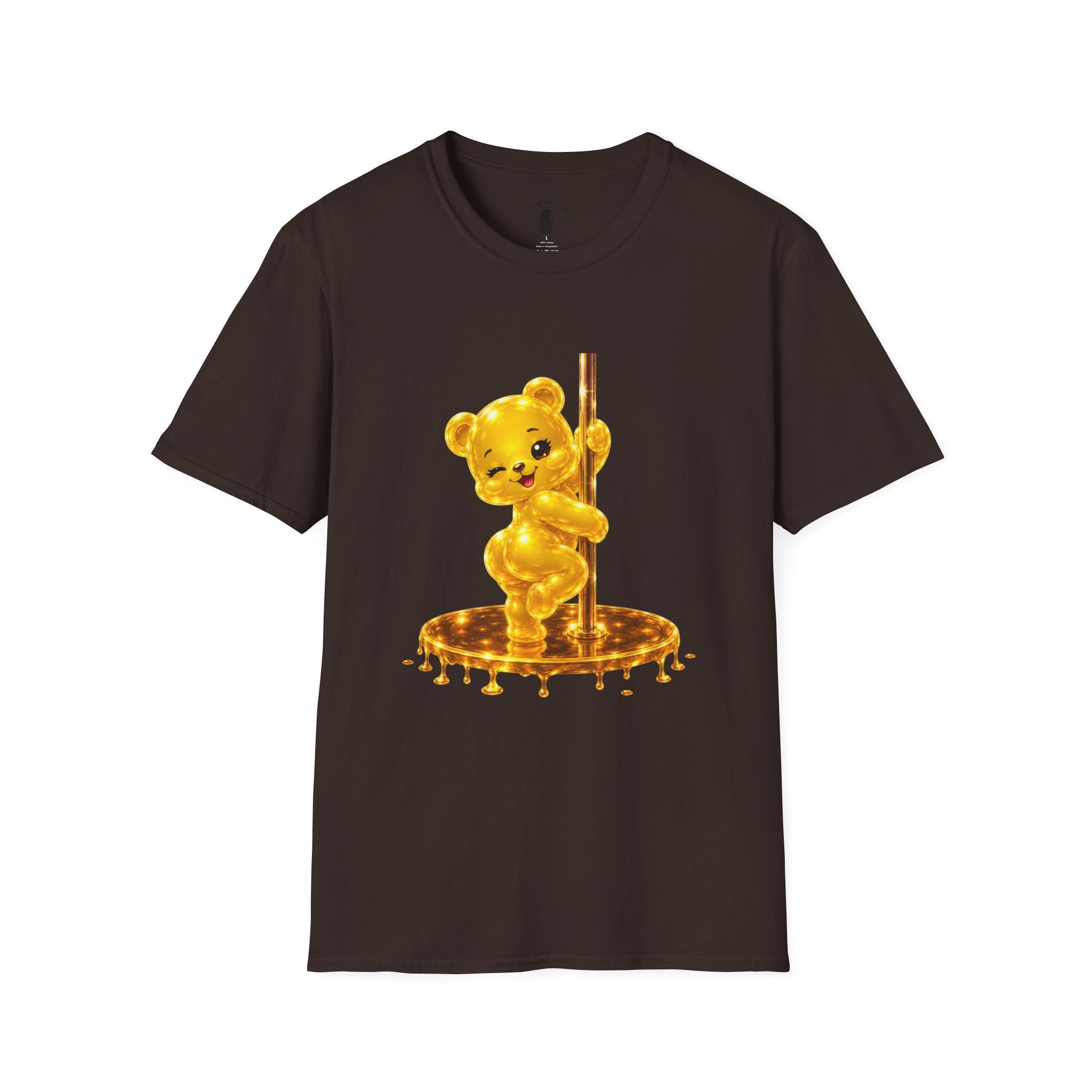 Gold Oozy Bear Gummy Thick Pole Dancer- Graphic Shirt (Adult Only!)