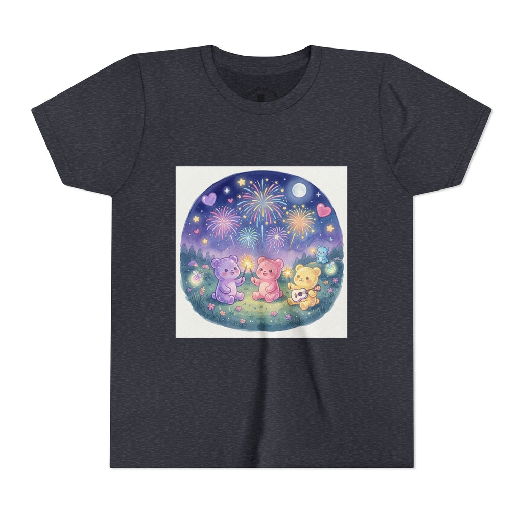Gooey Gummy Bear Friends Watching Fireworks Youth Short Sleeve Shirt