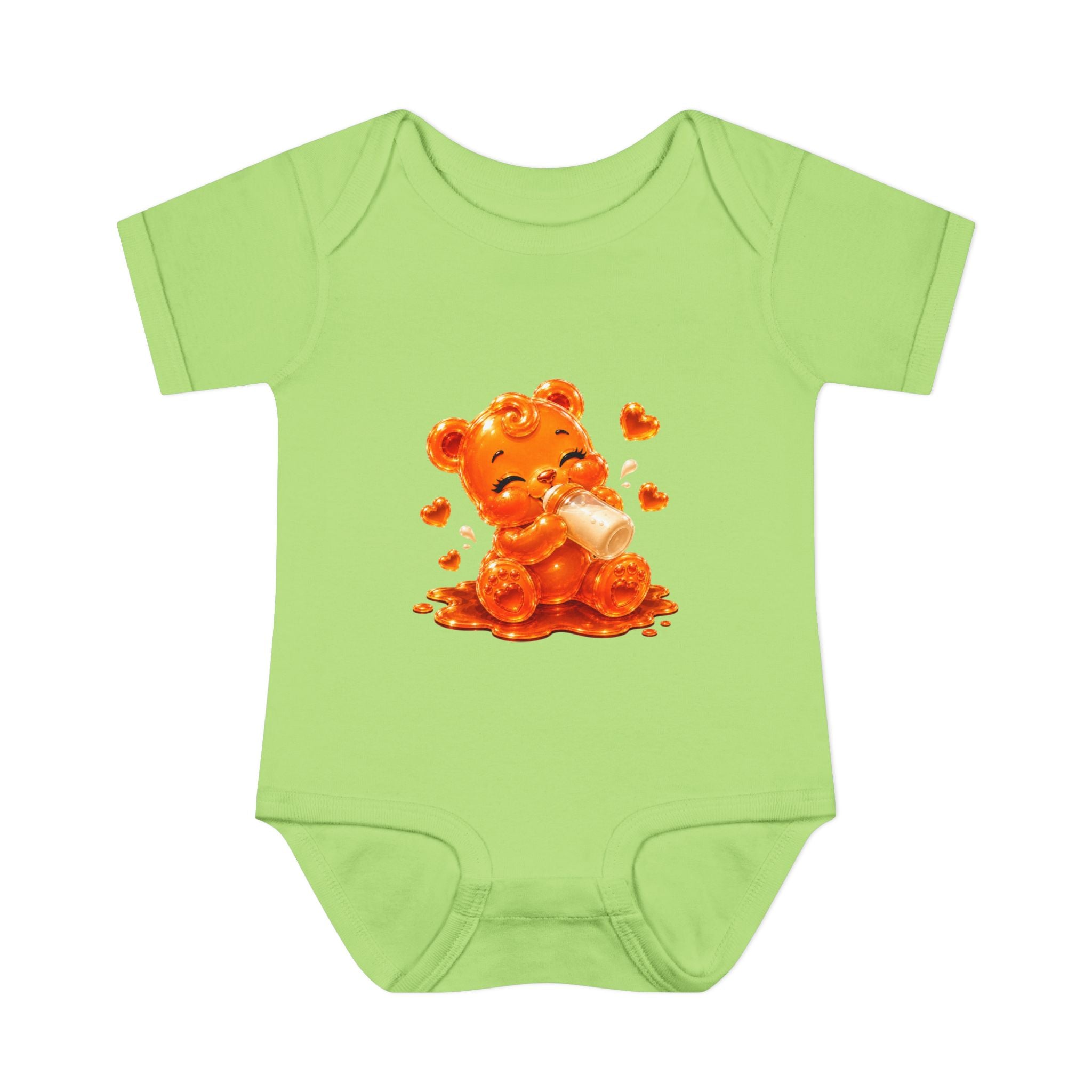 Yummy, Yummy Milk Time Orange Oozy Baby Gummy Bear Cutie Addition- Graphic Onesie