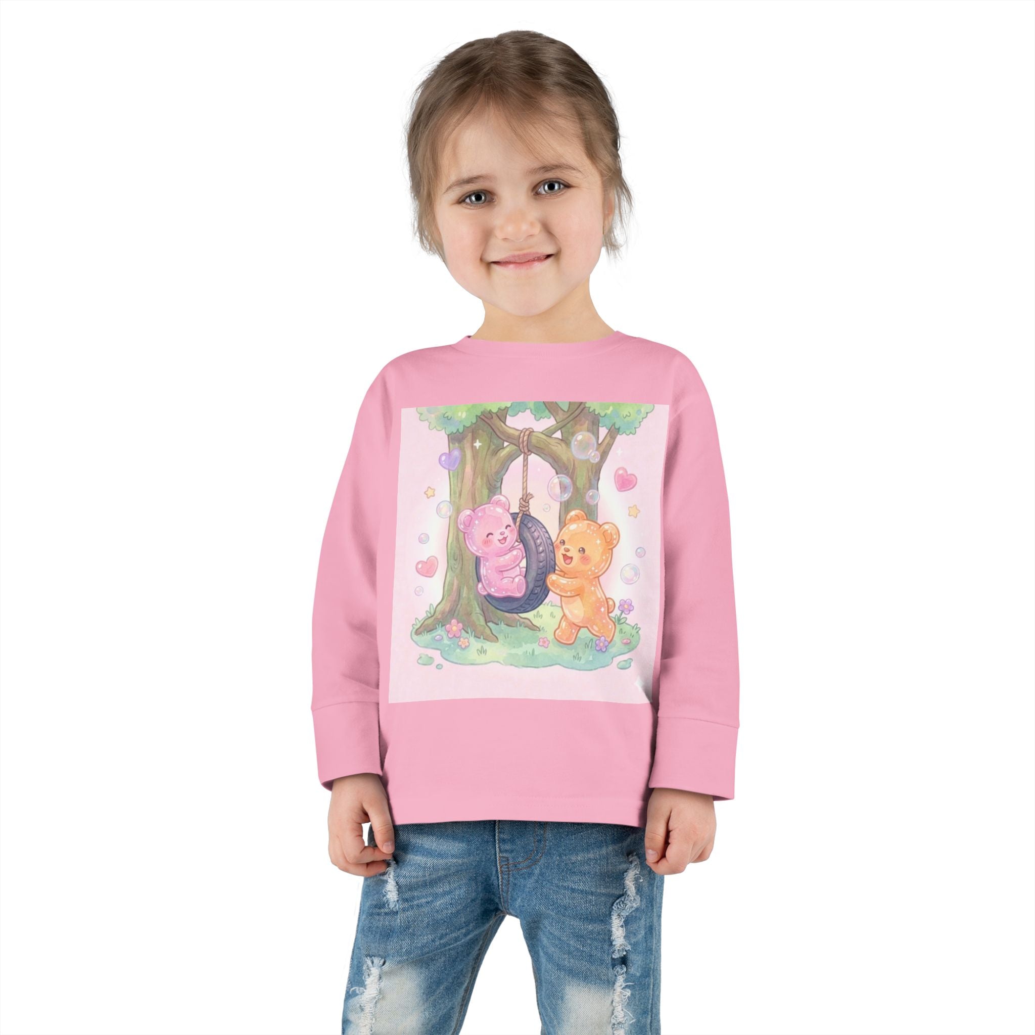 Playing On a Tire Swing, Oozy Bear Gummy Friend Duo- Graphic Long Sleeve Shirt