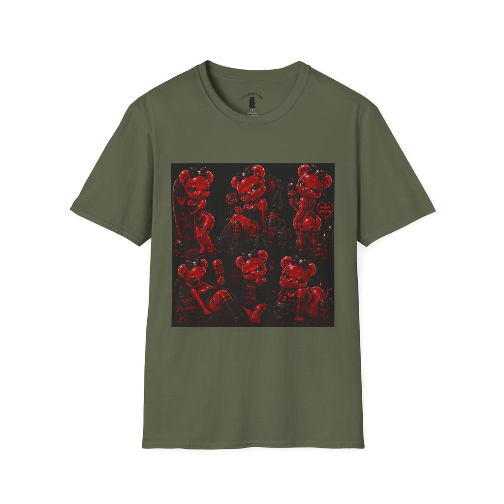 Punk Retro Crimson Red Oozy Bear Babe, Beach Pin Up Addition- Adult Graphic Shirt (18+)